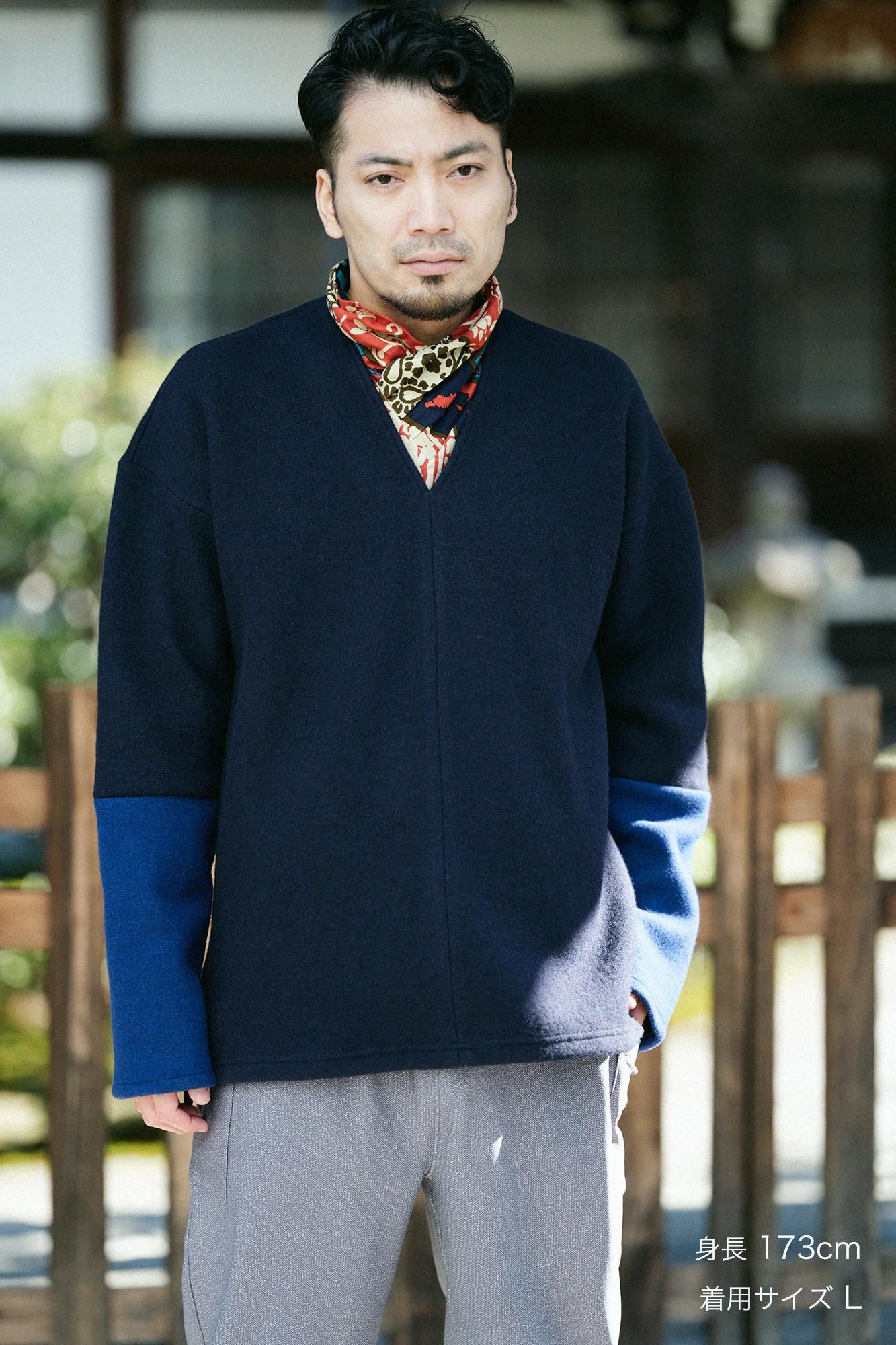 接結梳毛（せっけつそもう） 阿弥（あみ） 違い袖貫頭衣（ちがい