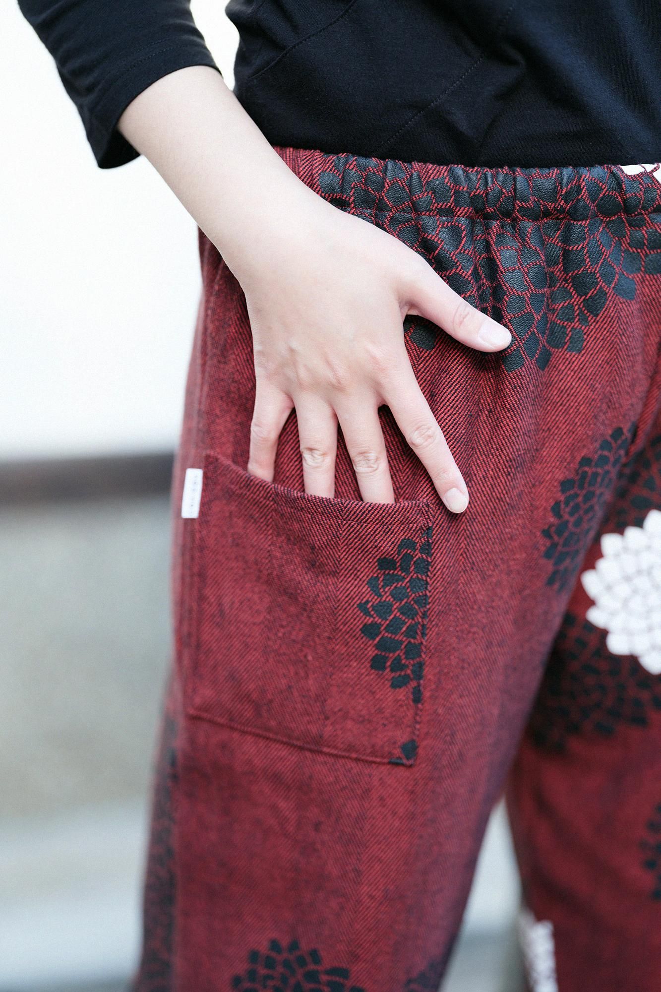 SOU・SOU　広形もんぺ　トリコット織　霰縞（あられじま） 千鳥格子織（ちどりごうしおり） 広形（ひろなり）もんぺ はぎ丈