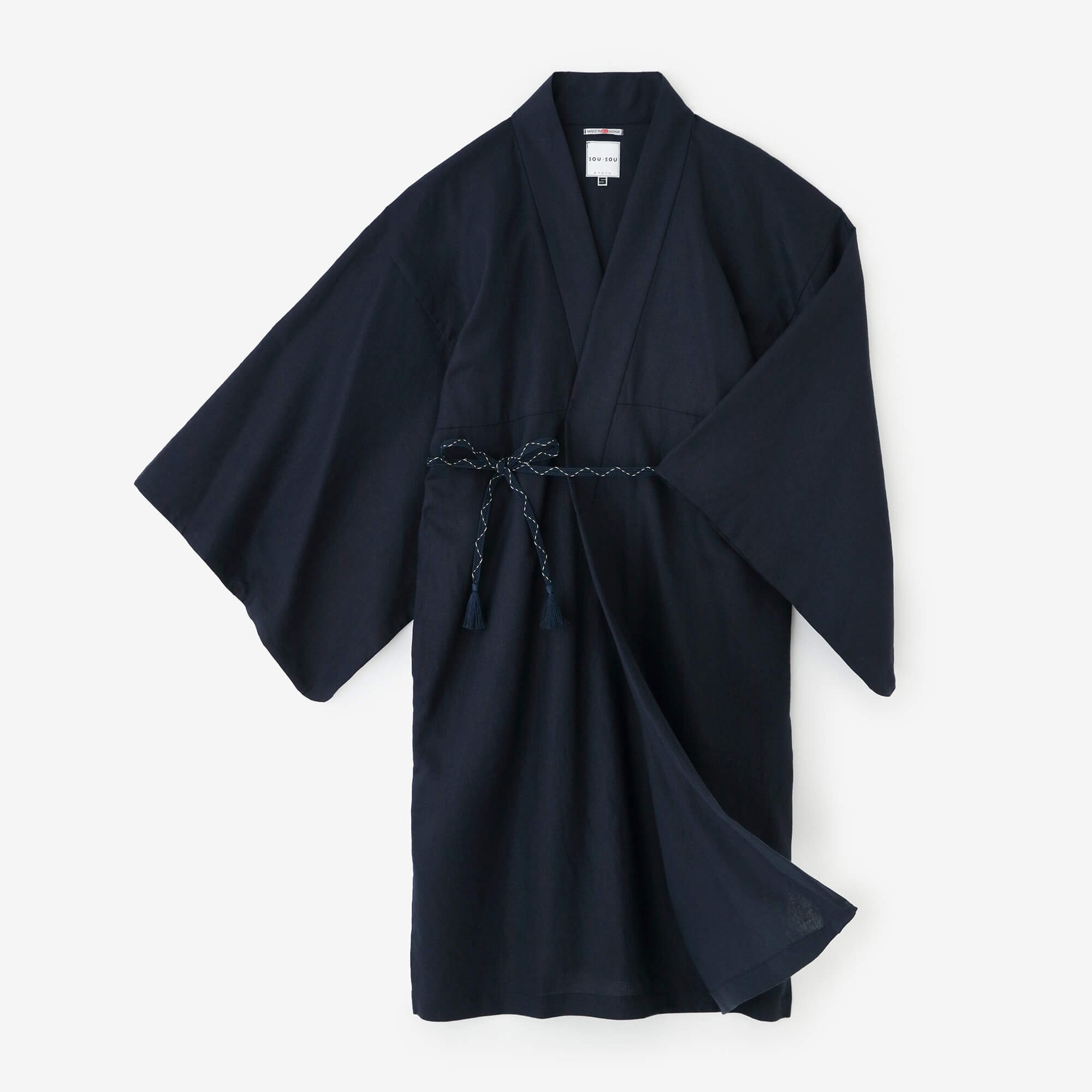 麻 小袖羽織（こそでばおり） 長丈（ながたけ）／濃紺（のうこん） - SOU・SOU netshop　（ソウソウ）　-　『新しい日本文化の創造』