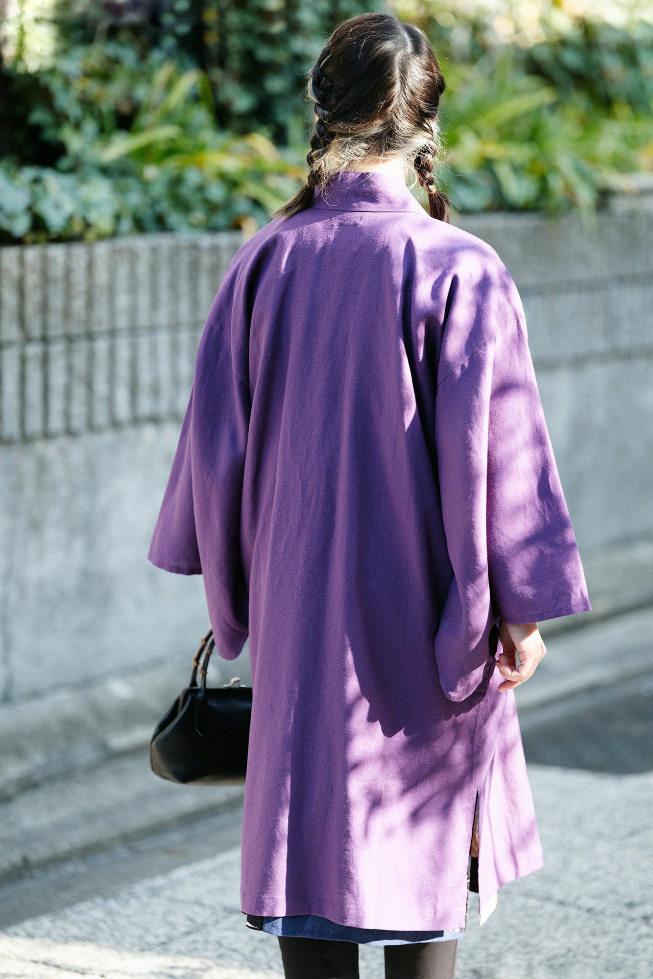 人気提案 ソウソウ 今季購入 紫はつき 麻の羽織 ボタンもかわいい 