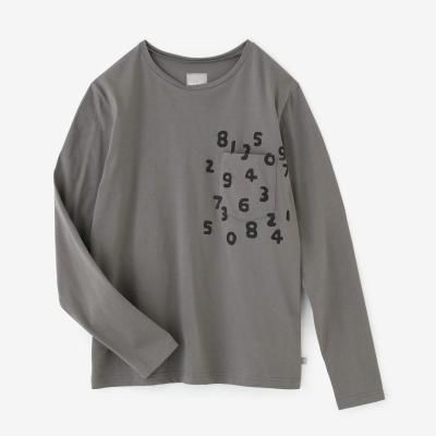 30単 ハイゲージ天竺 長袖ポケットTシャツ／孔雀青（くじゃくあお 