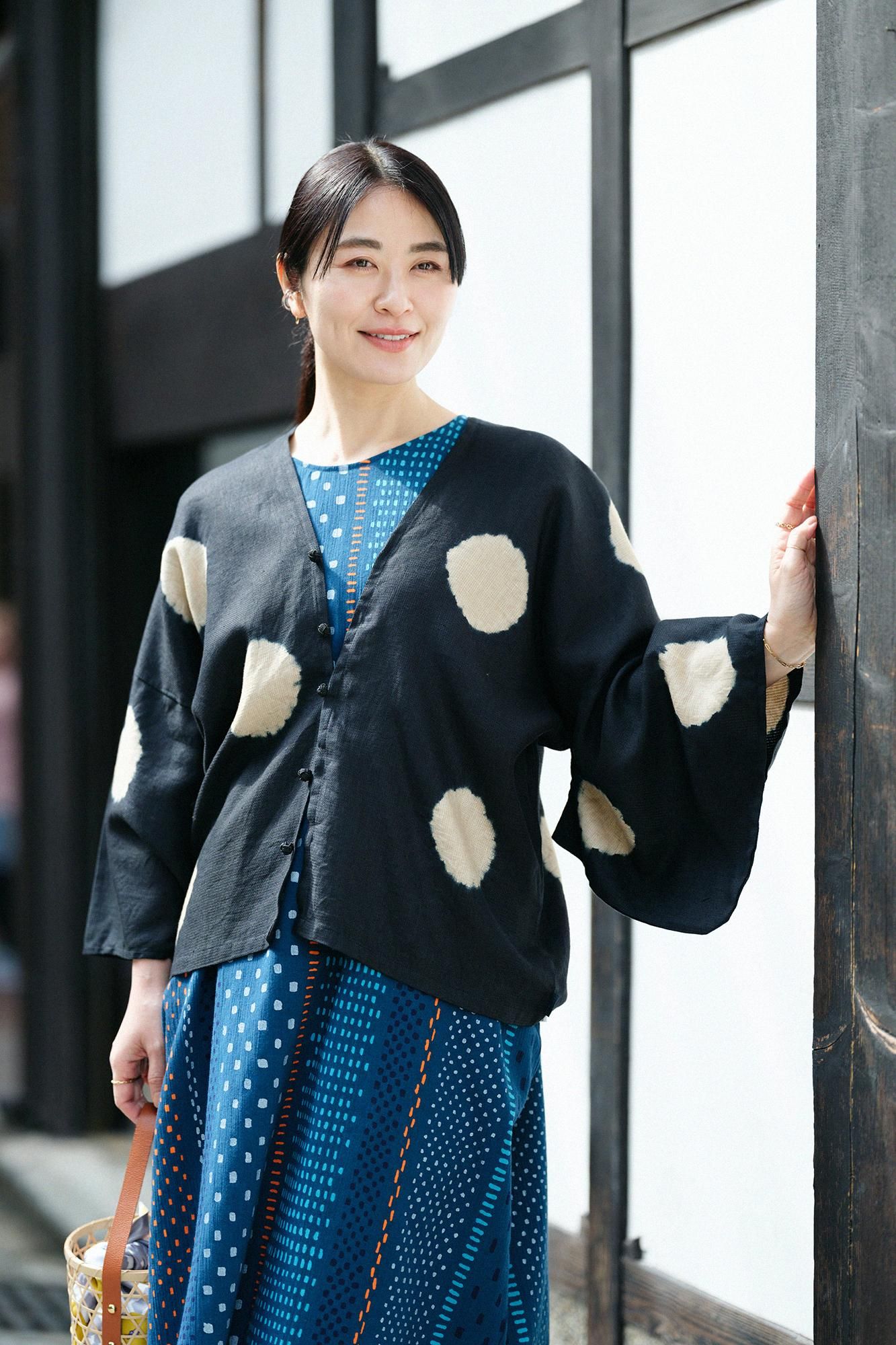 SOU-SOU 近清絞り 麻 きさらぎ／水玉大（みずたまだい） 紫色 SOU•SOU きさらぎ 羽織（近清絞り 麻 きさらぎ／水玉大（みずた
