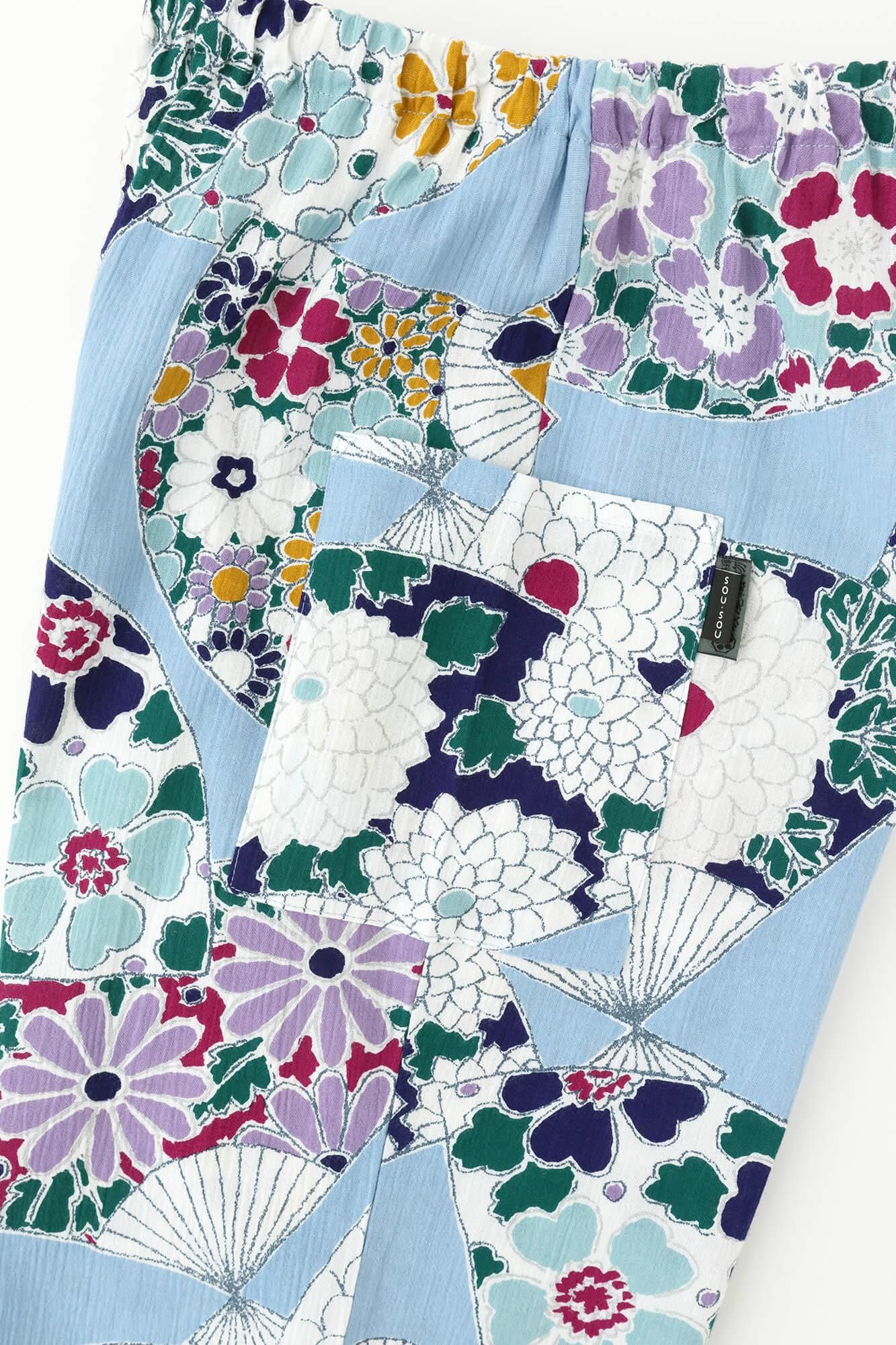 高島縮 SOU・SOU 花柄 ワンピース&えんゆう履きセット 【net限定