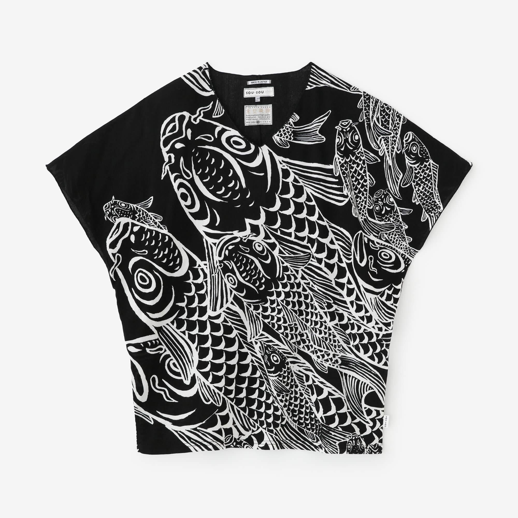 【メーカー再生品】 高島縮 40/40 袖なしジバン／Carp is dragon in heavenと余白 トップス