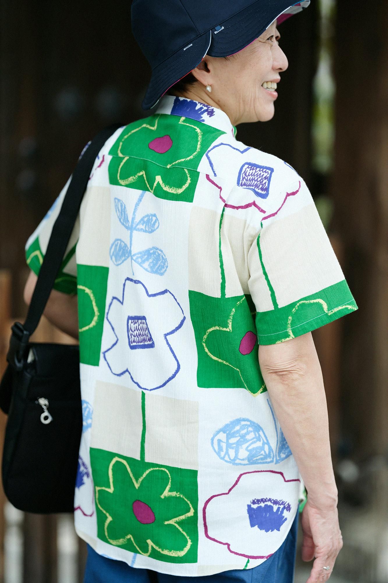 SOU SOU deportare 高島縮 スタンドカラー半袖シャツ　玄鳥至 高島縮 20/20 スタンドカラー半袖シャツ／玄鳥至（つばめきたる