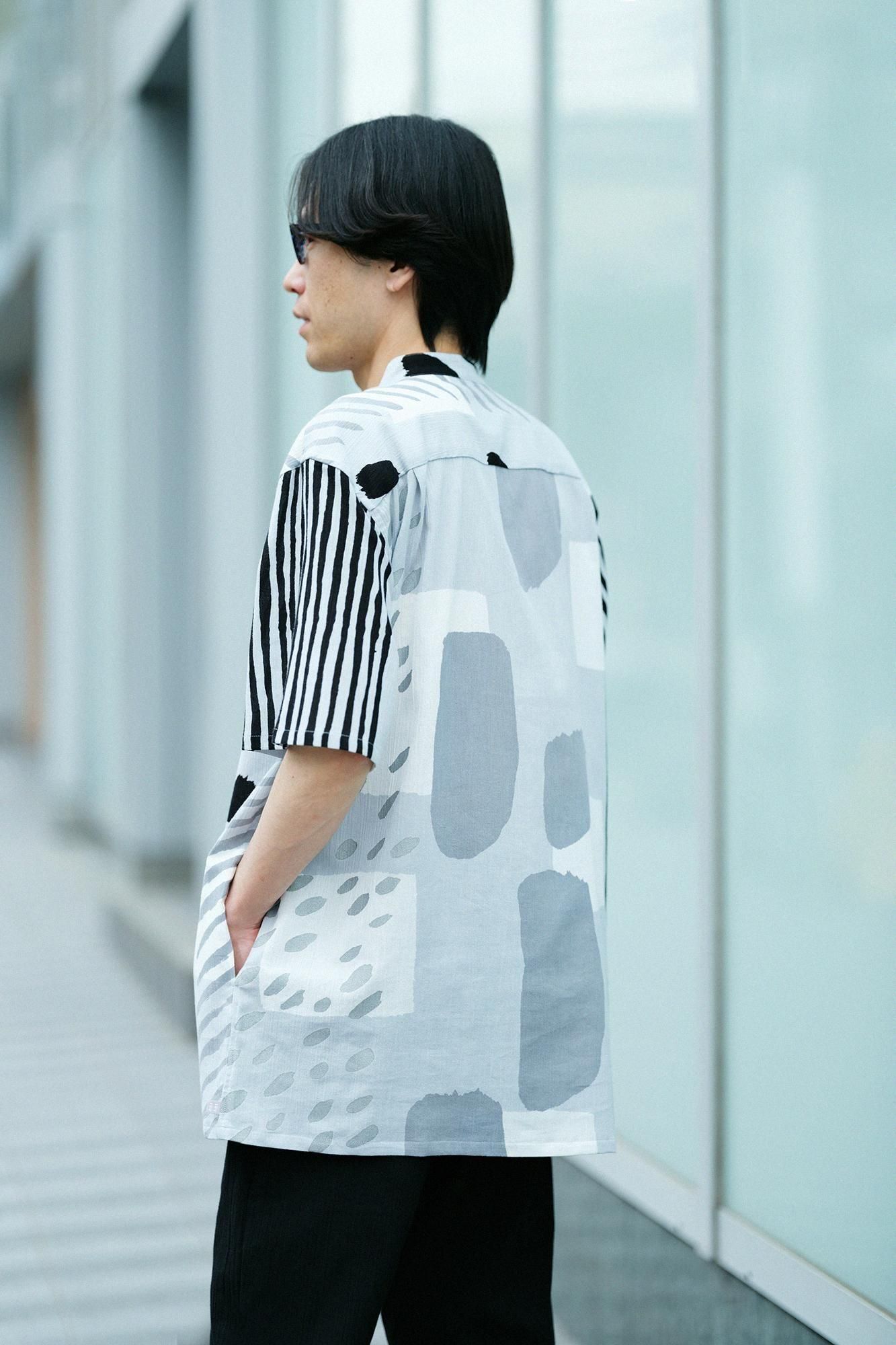 期間限定10%OFF】【net限定】高島縮 20/20 スタンドカラー半袖