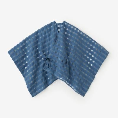極美品】SOU•SOU 麻 透かし格子織 きさらぎ 短丈 /紺鼠 （こんね