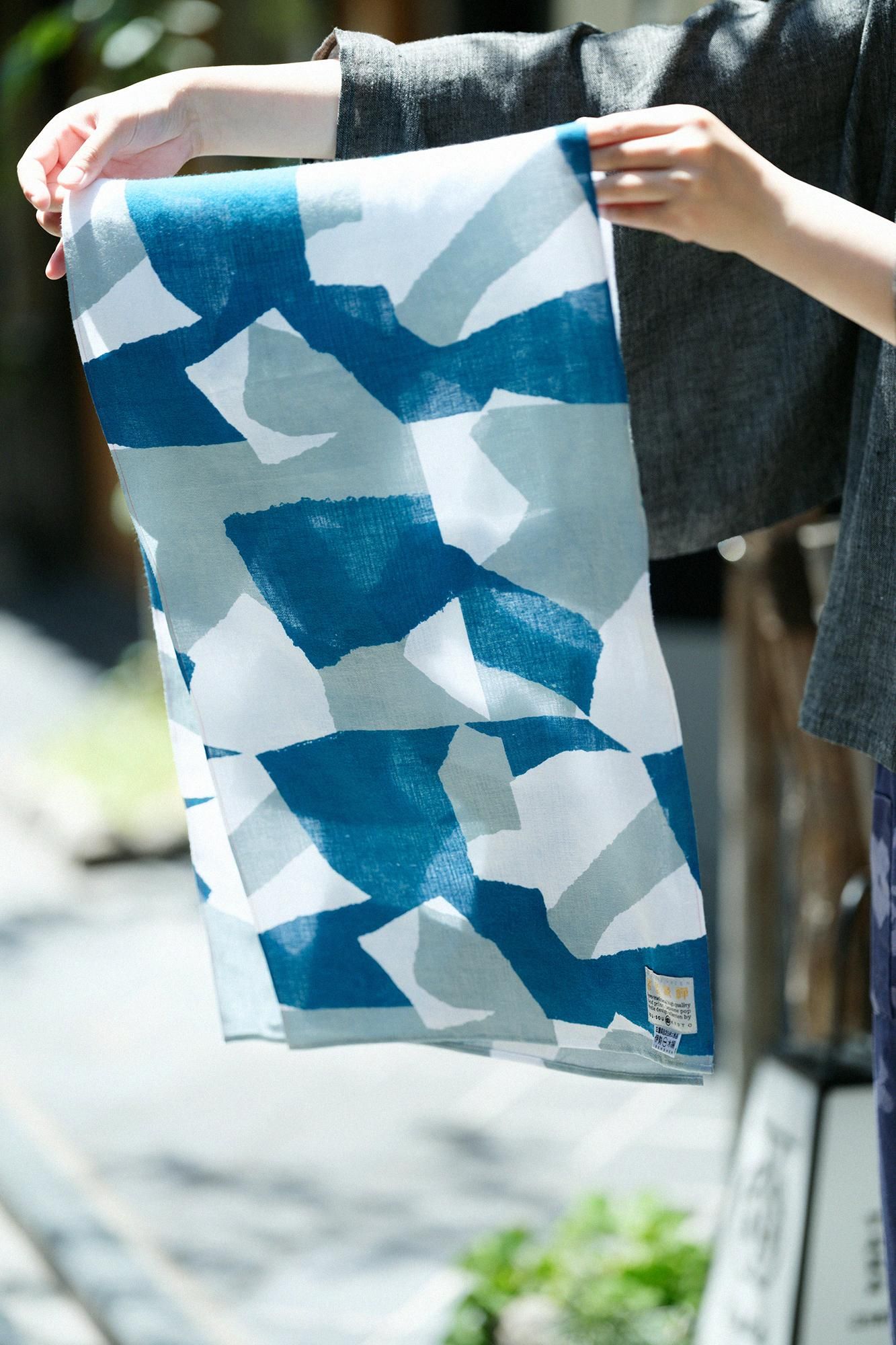 SOU・SOU たばた絞り伊勢木綿100% チュニック Mサイズ たばた絞り 伊勢木綿 20/20 麻混 富士（ふじ）／雪花（せっか