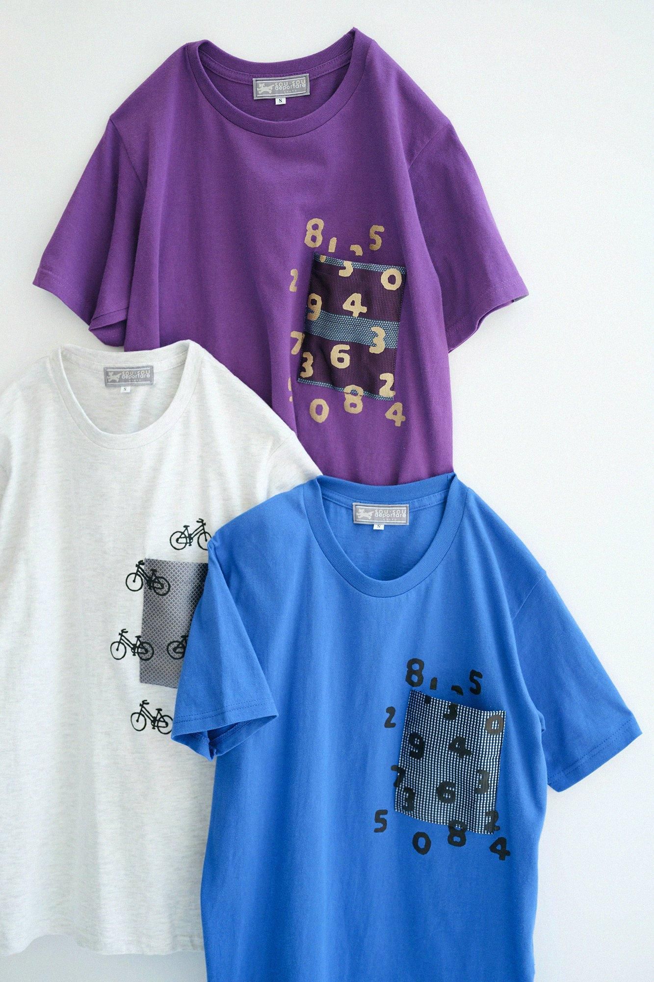 国内発送 SORBINO 刺繍 Uネック半袖Tシャツ ワンポイントオリジナル刺繍 半袖Tシャツ（Tシャツ/カットソー