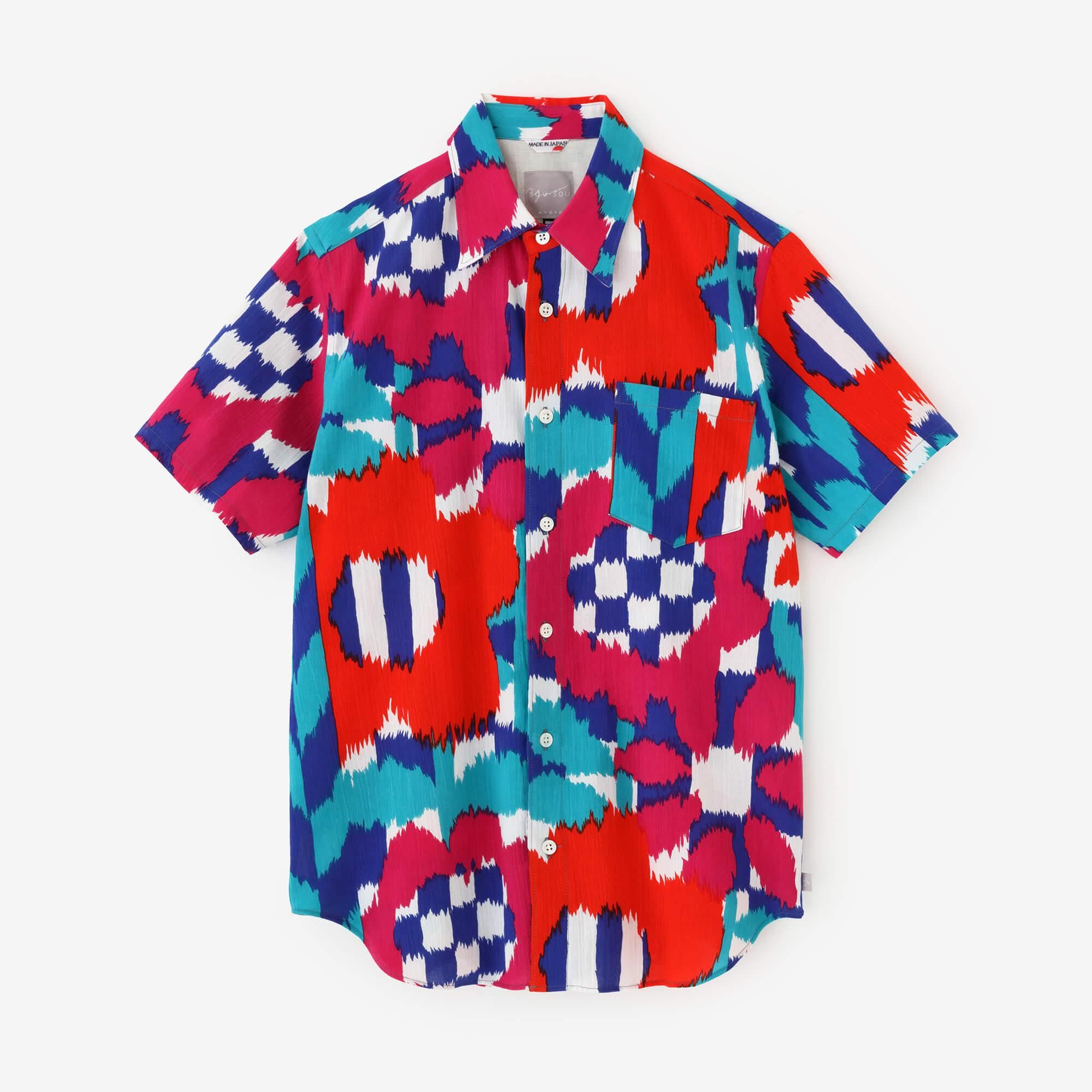 期間限定10%OFF】【net限定】高島縮 20/20 半袖シャツ／花絣（は