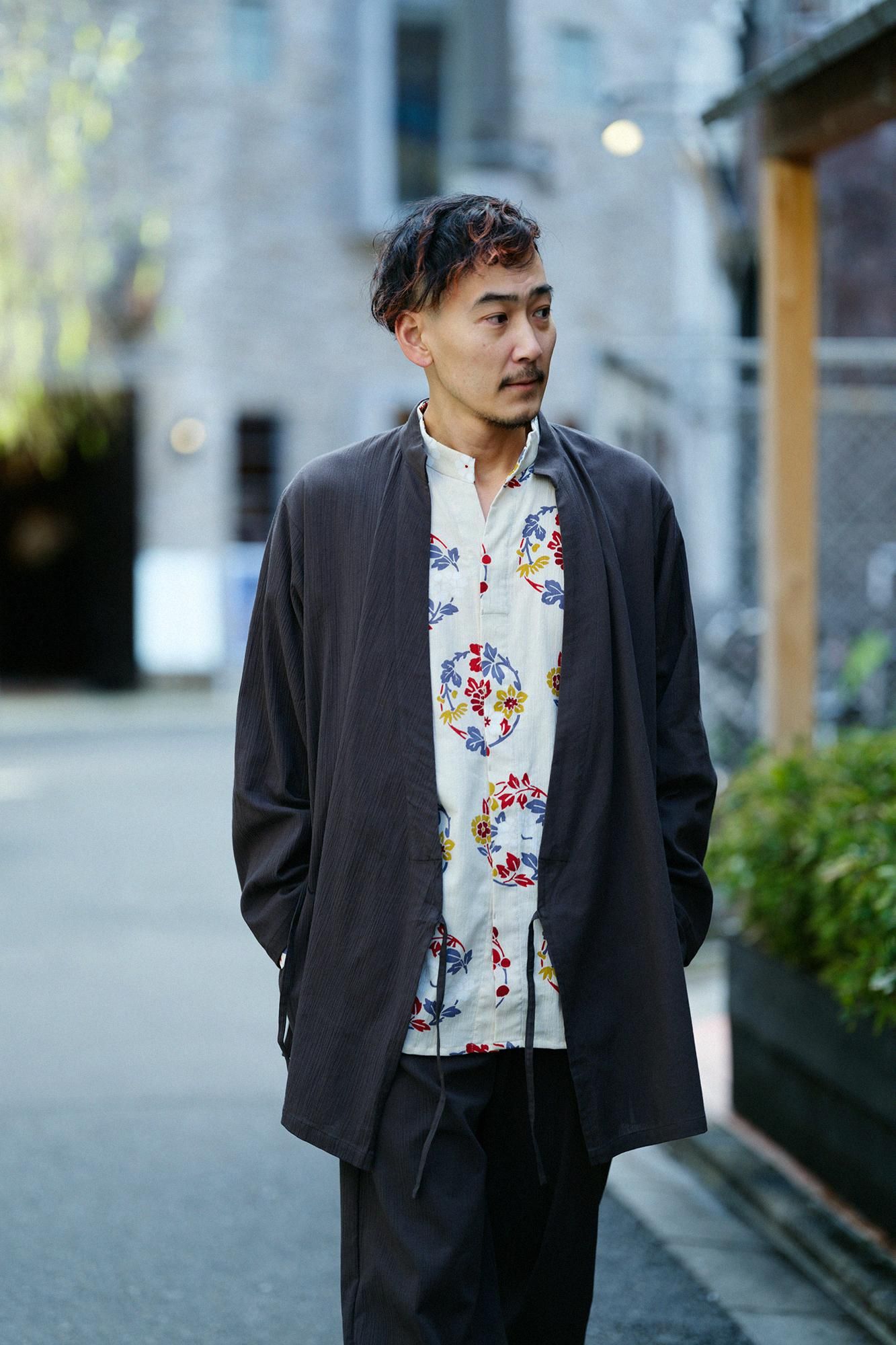net限定】伸（しん） 麻混 筒下（つつした）／海松色（みるいろ