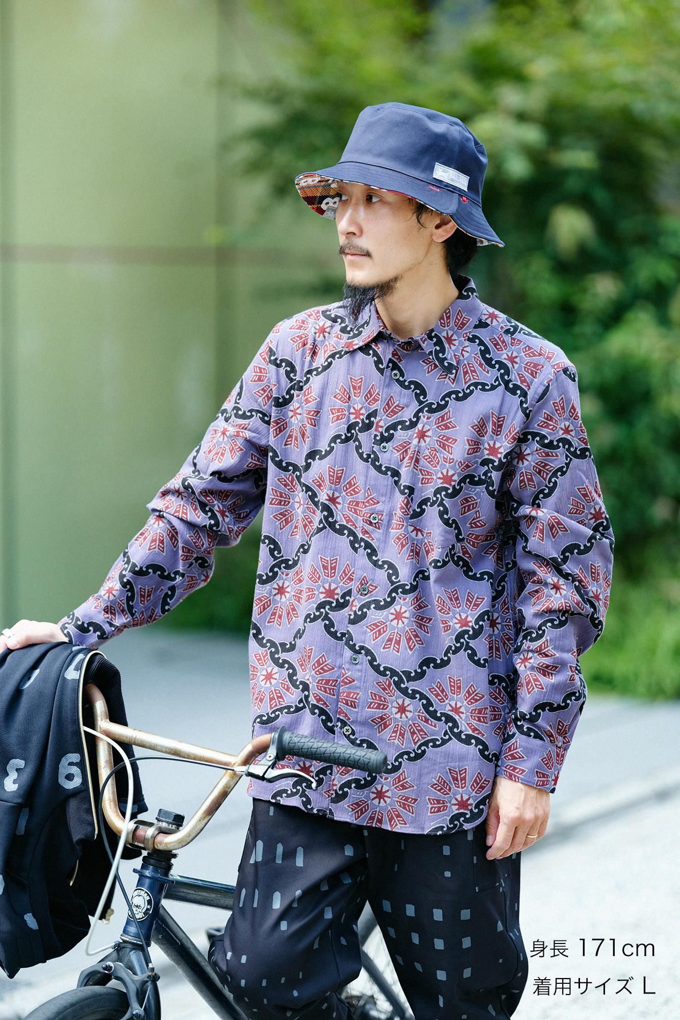 SOU-SOU ソウソウ 京都縮織 山城謹製 雲 和柄 半袖 甚平シャツ SOU-SOU ソウソウ 京都縮織 山城謹製 雲 和柄 半袖 甚平シャツ