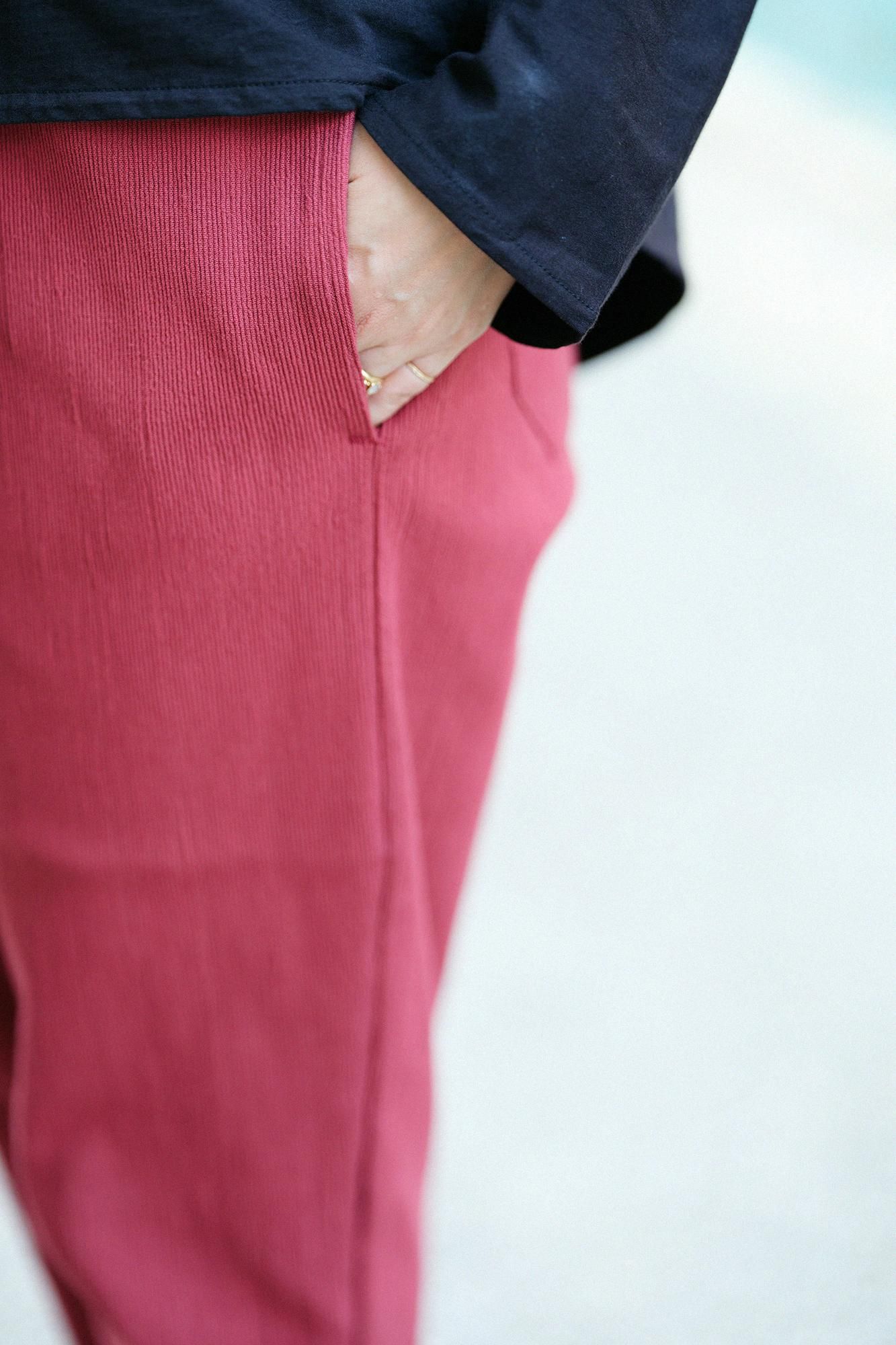 予約】高島縮 20/10 ピケエンボス イージーテーパードパンツ／深