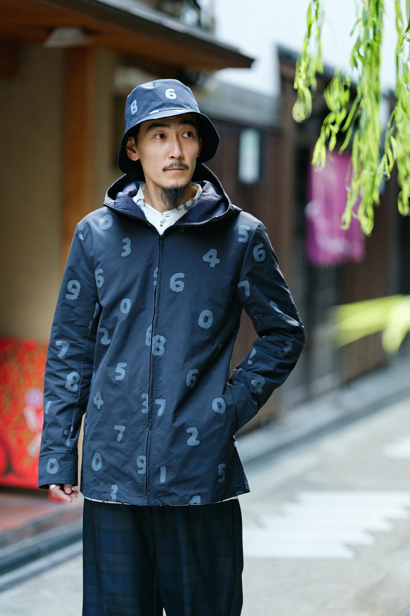 ソウソウSOU・SOU 円領　シルク混　ネイビー　濃紺 SOU・SOU×ALPHA カシミヤ混 背子（はいし） 畝（うね）／海緑色