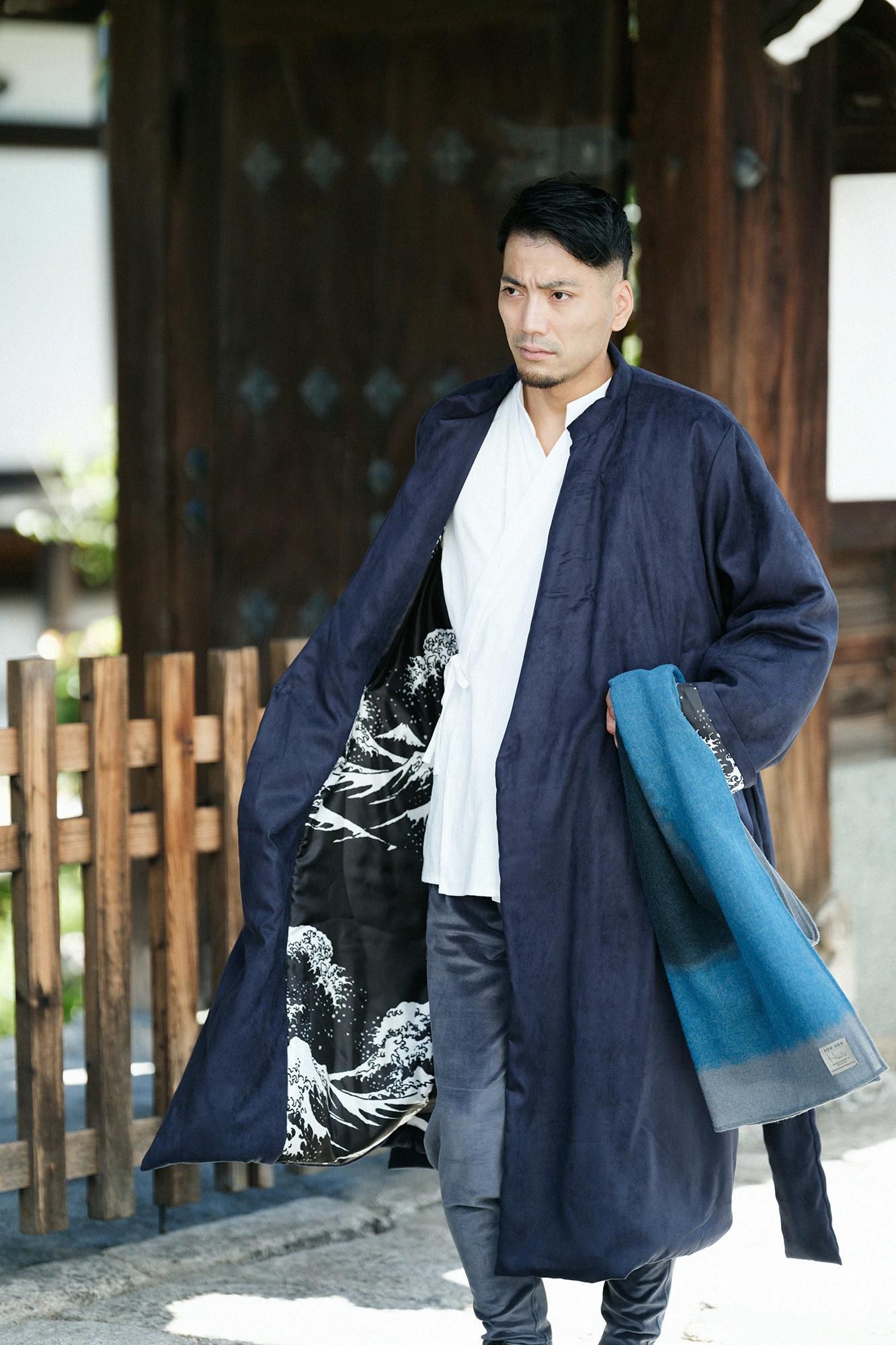 フェイクヌバック 丹前（たんぜん） 中綿袷（なかわたあわせ