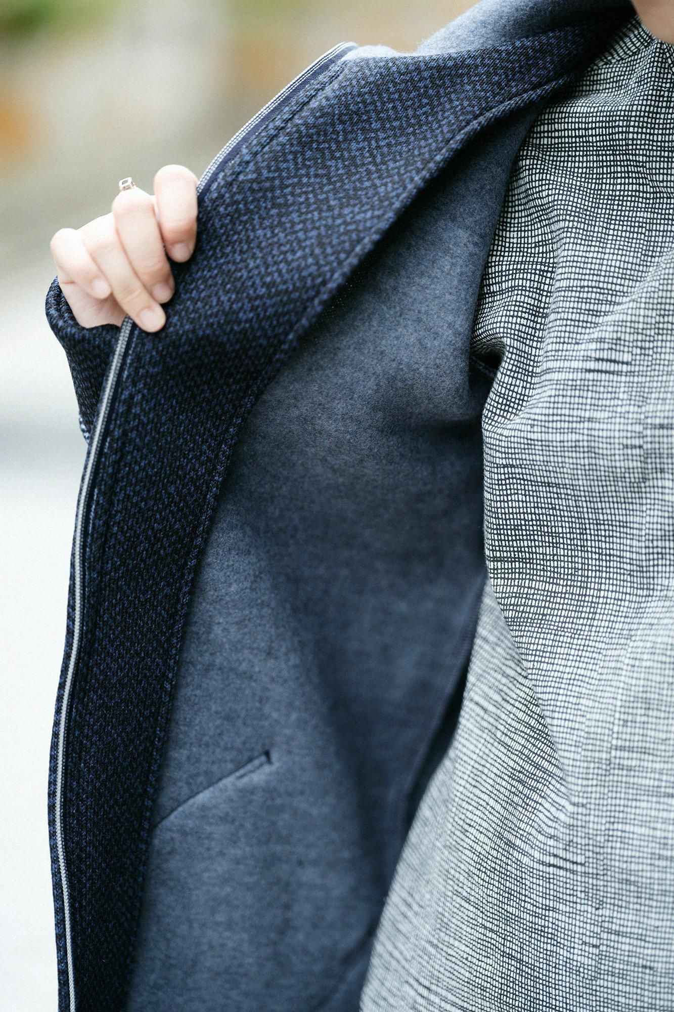 net限定】裏起毛ツイルニット ZIP UP N.W.BIKEブルゾン