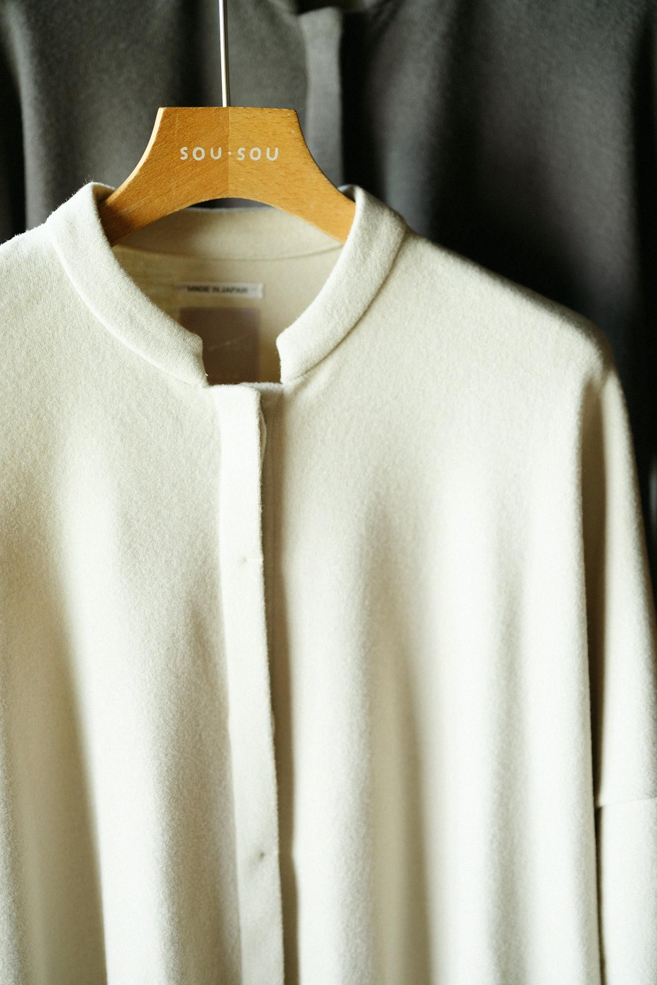 メルトンスムース スタンドカラー ライトコート／灰白色（かい