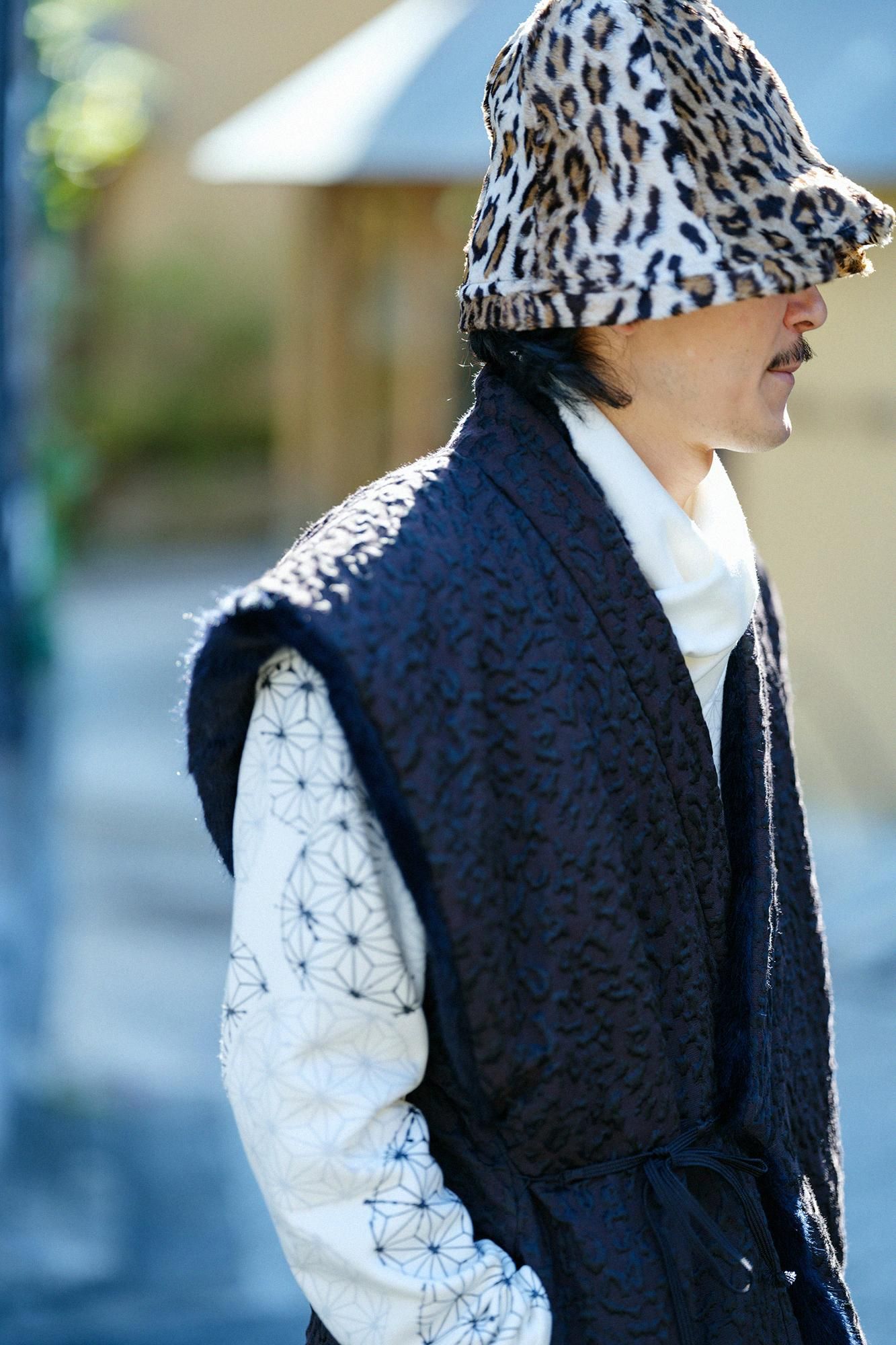 ジャカール ふくれ織×フェイクファー 肩衣（かたぎぬ） 可逆（か