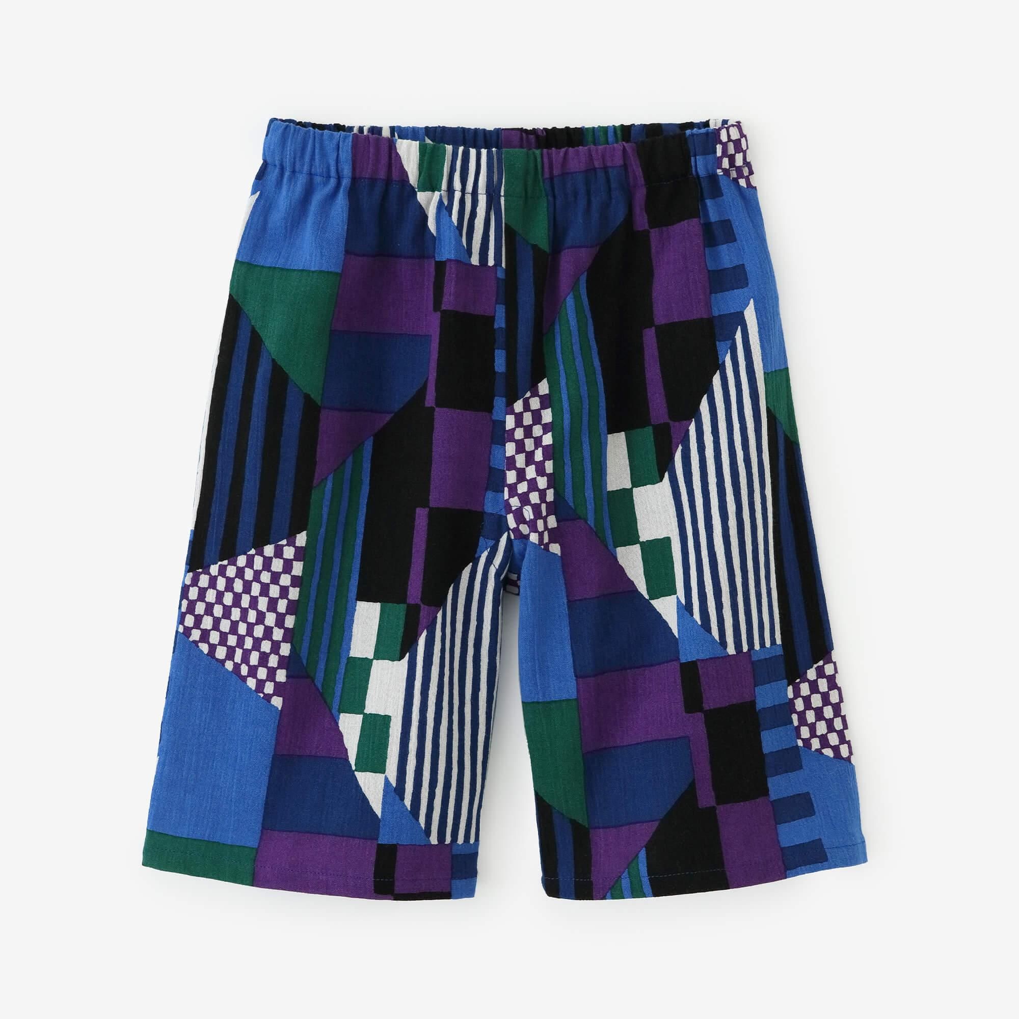 ● Chizimi Cotton 20/20 Knee Length Monpe Pants For Kids / Geometric Pattern