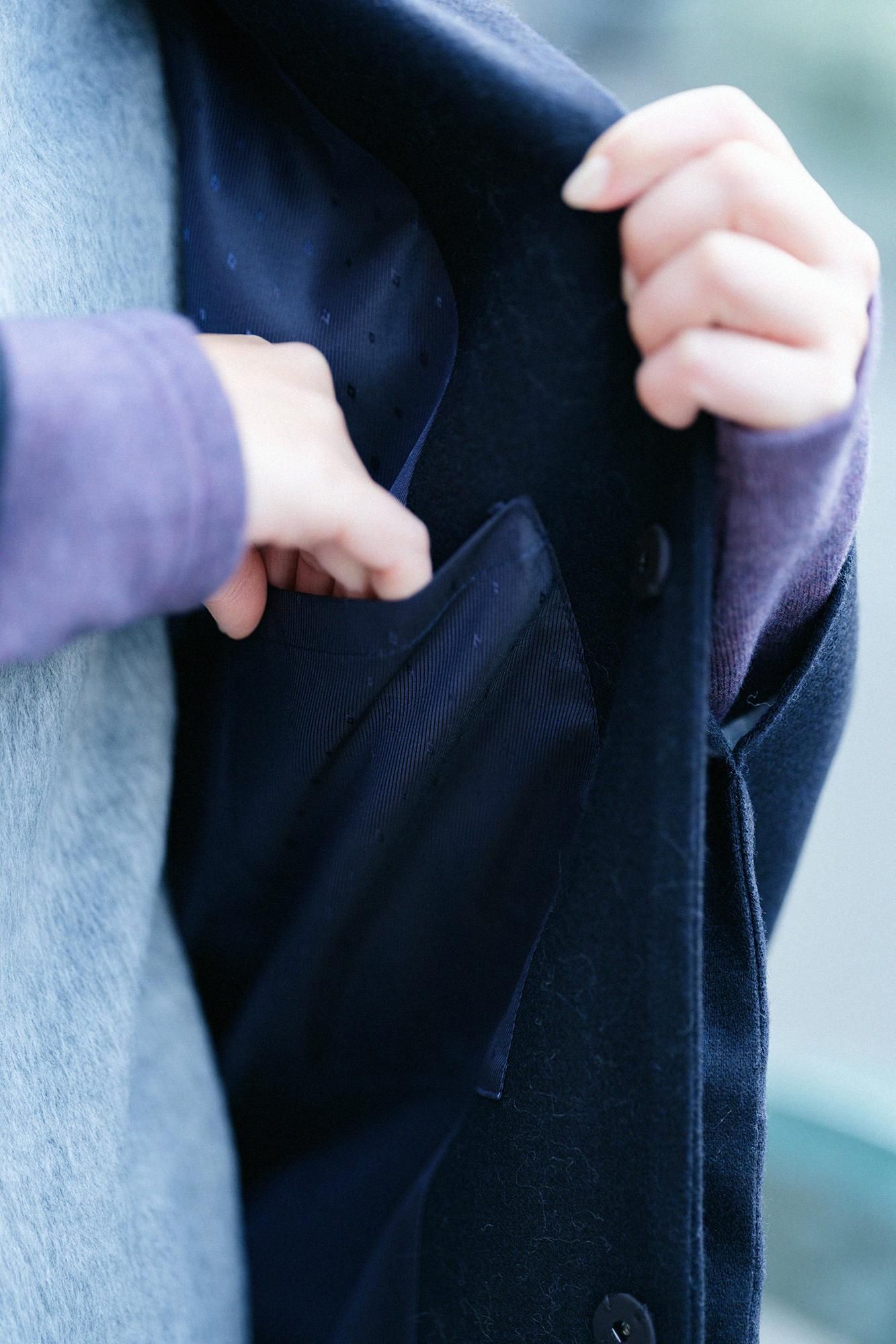 梳毛綾織（そもうあやおり） 角袖外套（かくそでがいとう） 袷