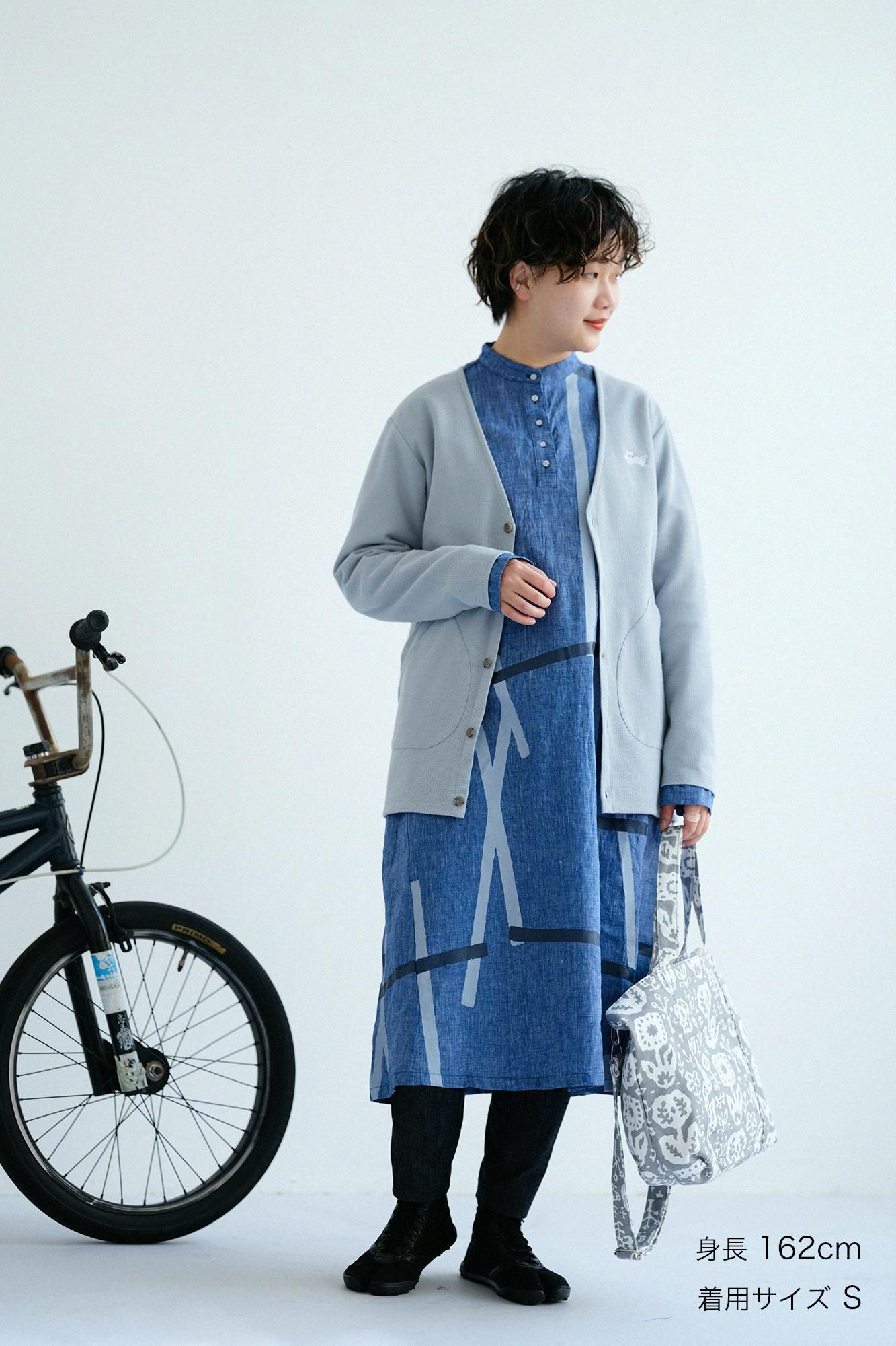 ◯予約】カノコニット Vネック L/Sカーディガン／ブルーグレー