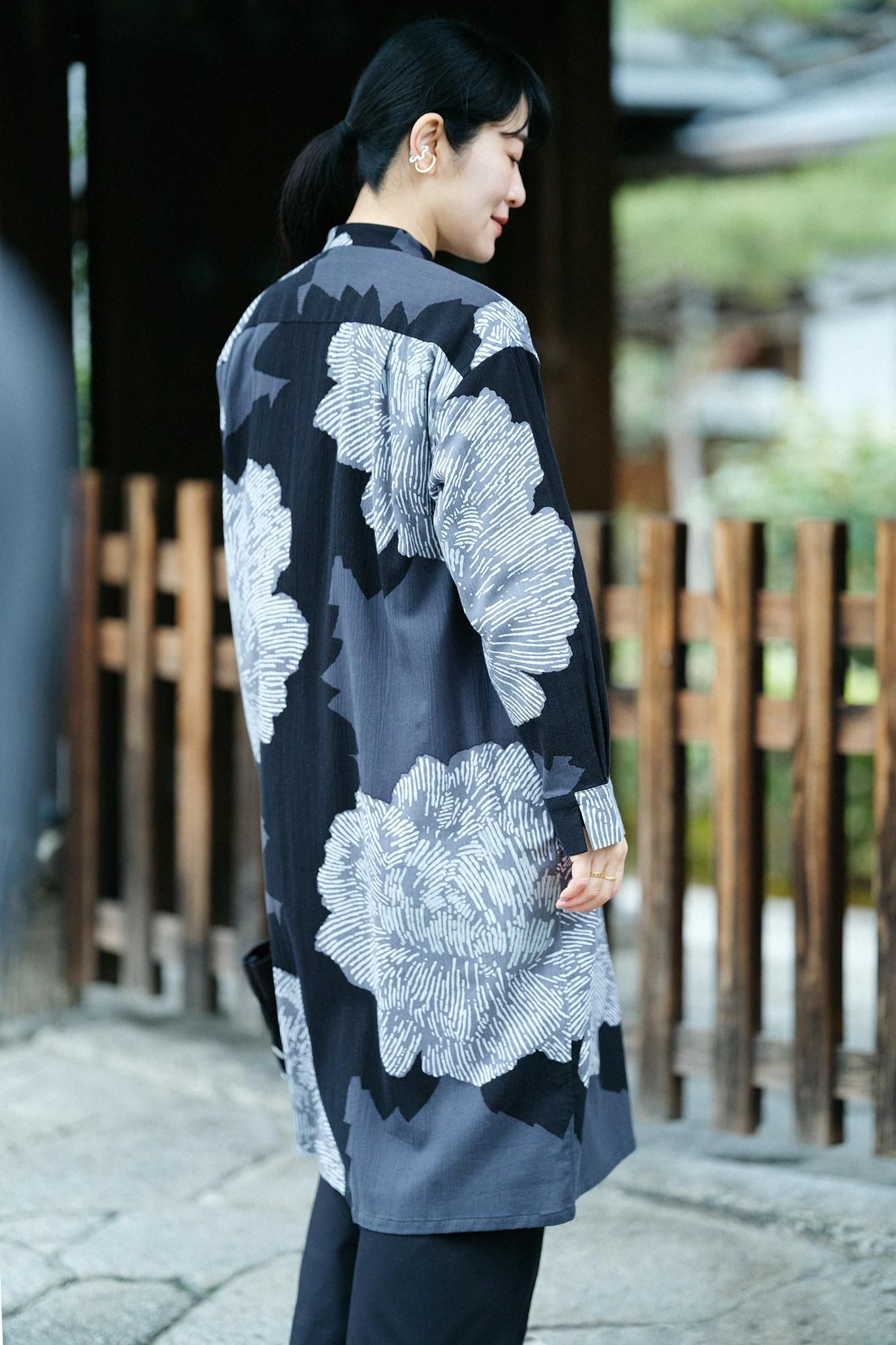 高島縮 20/20 グランシャツワンピース／芍薬（しゃくやく