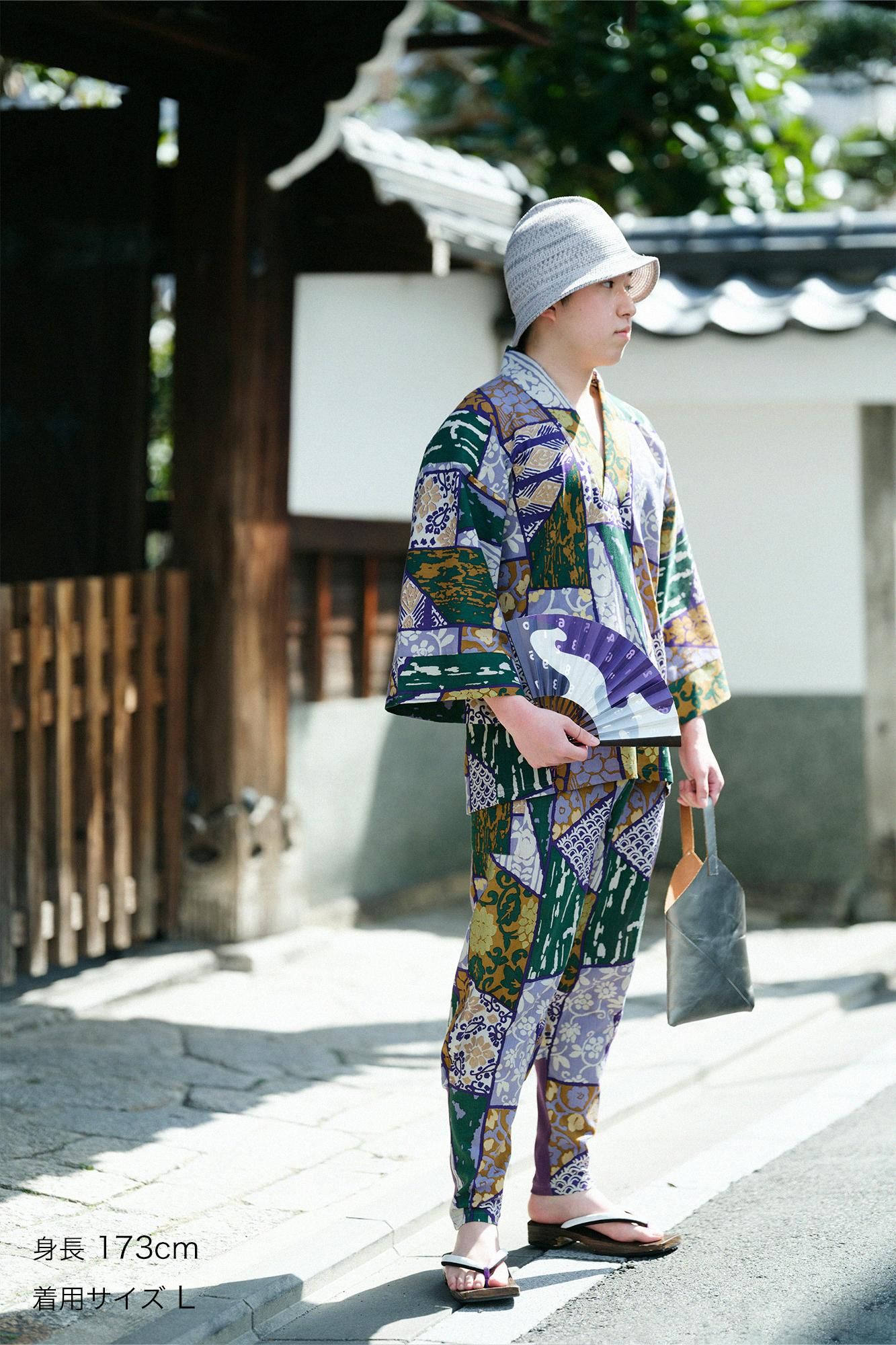 高島縮 20/20 裁付（たっつけ）えんゆう穿き／金銀襴緞子等縫合