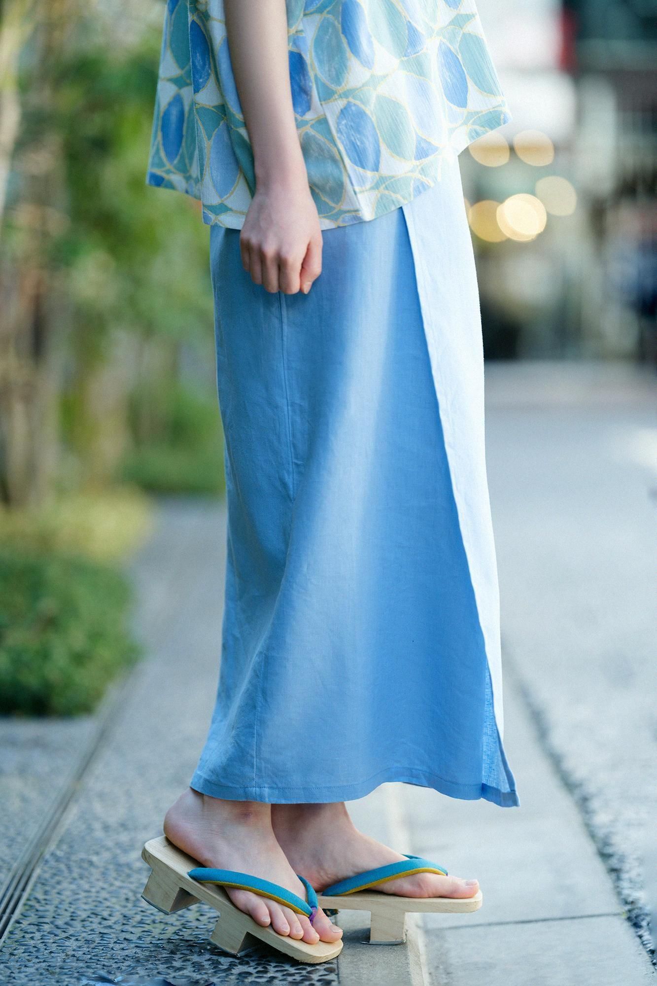 スカートコキ 麻 こしき - すっきりとした和服シルエット