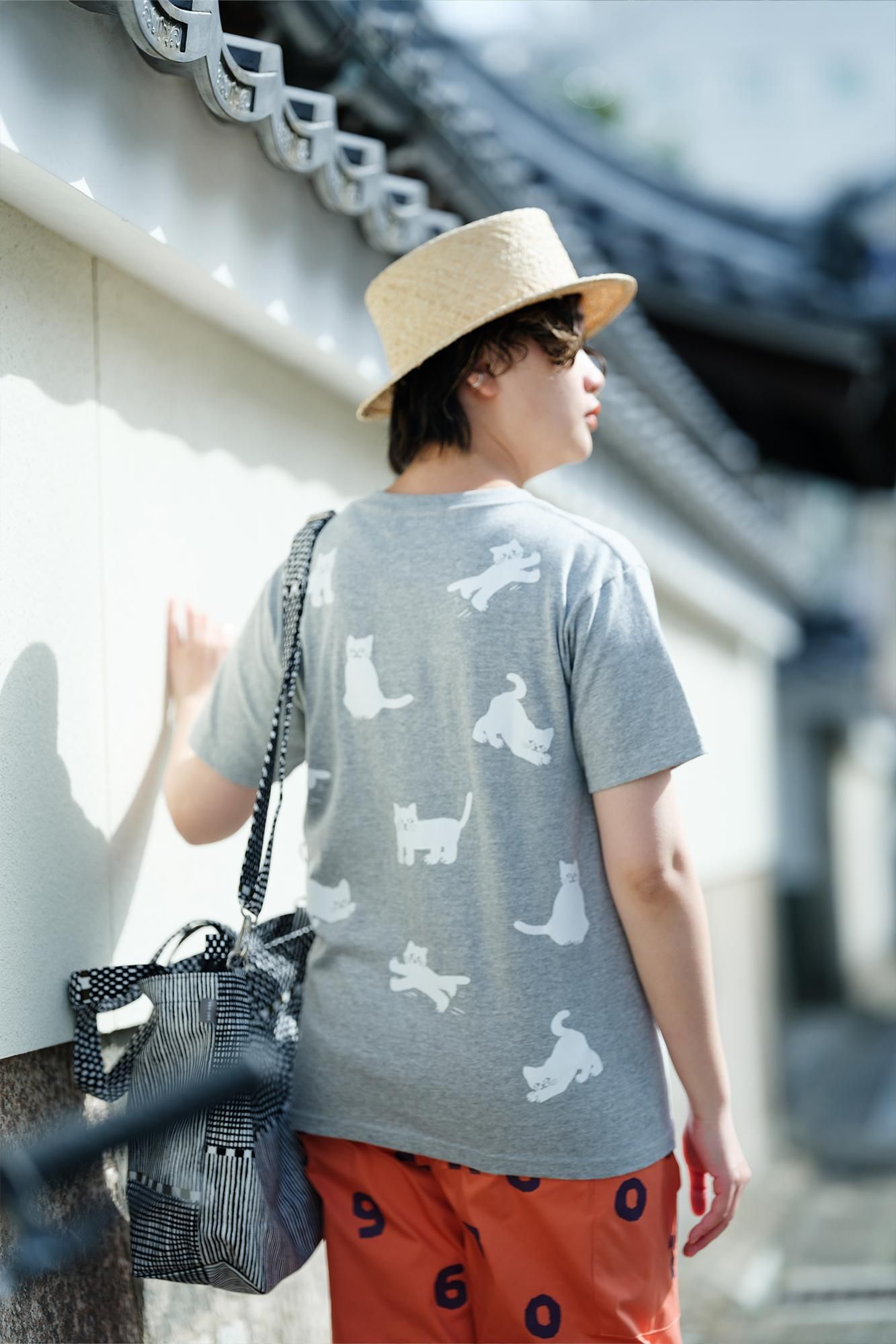 ねこ 半袖Tシャツ[5.0]／ヘザーグレー - SOU・SOU netshop