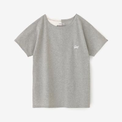【Time Limited 10%OFF】Kanoko Seed Stitch Die-cut T-shirt / Ash Gray × Ivory (※Scheduled to ship from April 29th to May 2nd)