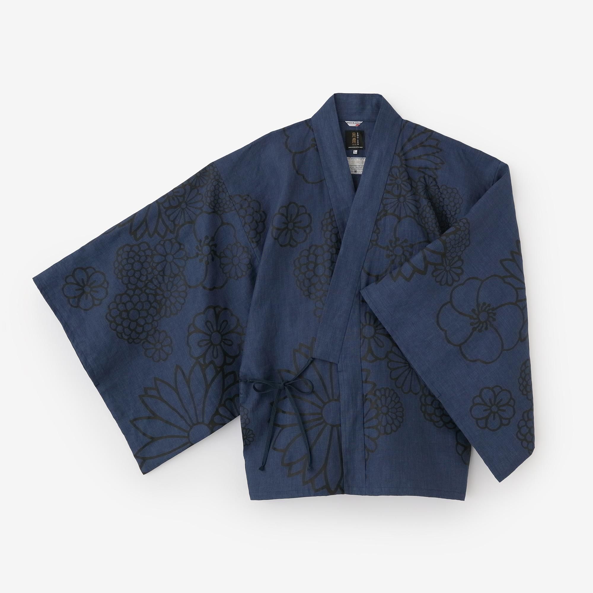 麻 インディゴ 角袖風靡（かくそでふうび）／金襴緞子（きん