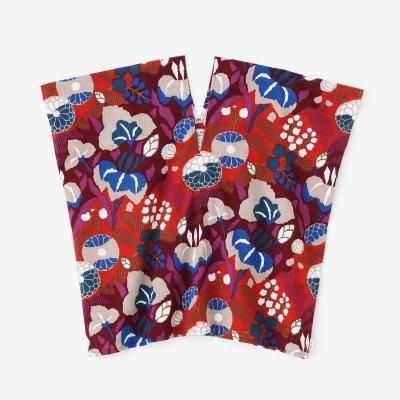 繍】 ☆ 民俗 包銀箸如意雲蓋箸套 ☆ 清朝期 蝶々 幾何 刺繍文様