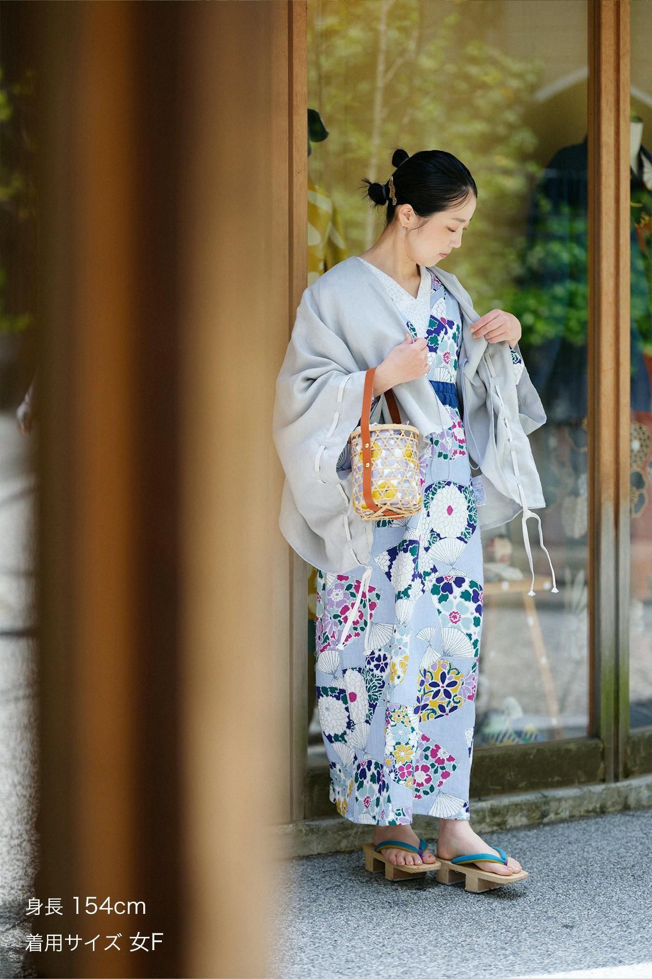 麻 きさらぎ 袖括り（そでくくり）／銀鼠（ぎんねず） - SOU