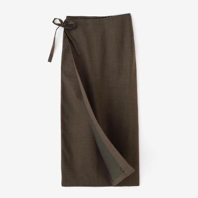 【ソウソウ】ブラック ウエストゴム クロスデザイン 板尾織物 コットン100％ Y's BORN PRODUCT] COTTON TWILL SKIRT PANTS(XS Black