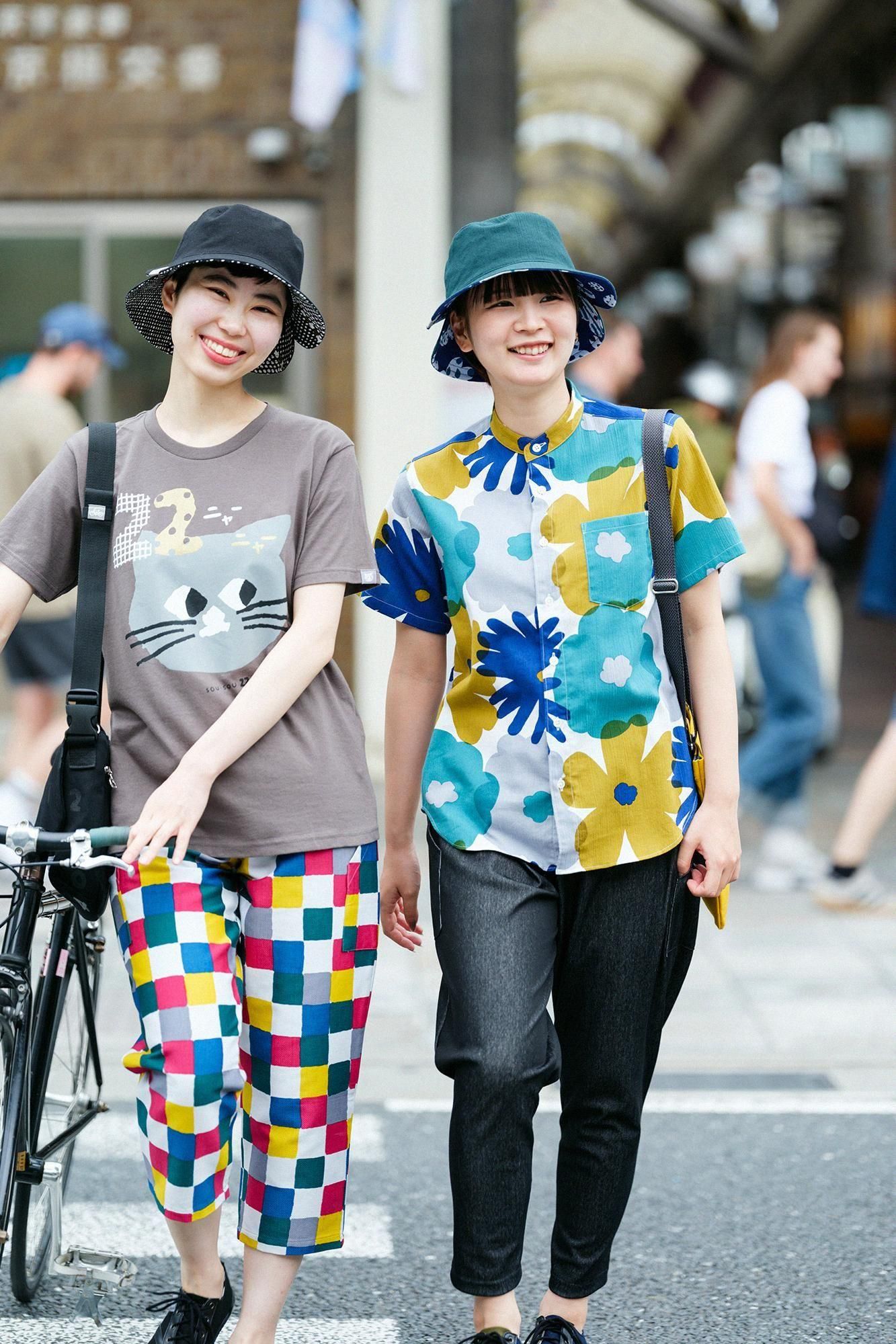 高島縮 20/20 スタンドカラー半袖シャツ／おおらかとりどり