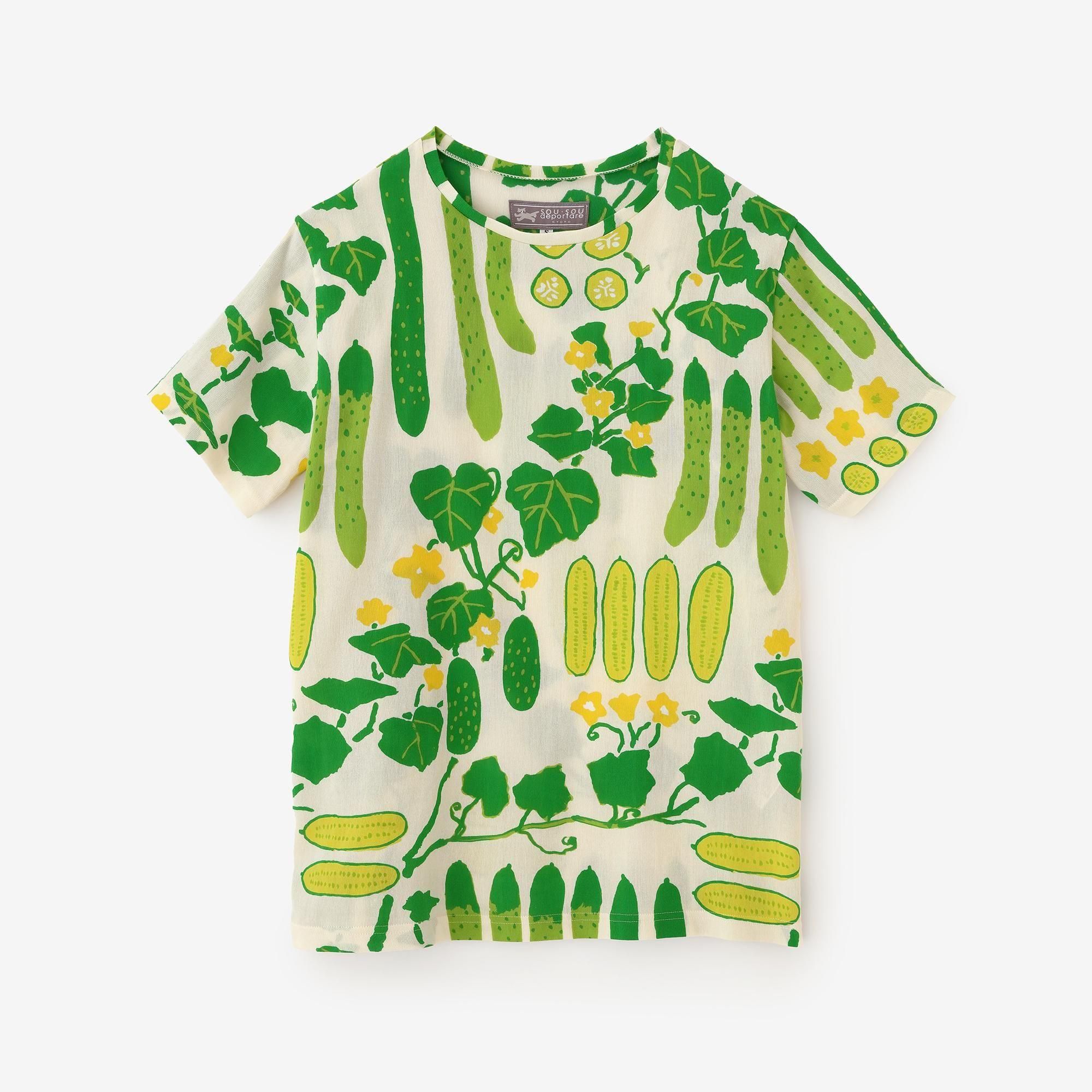 ◯予約】高島縮 40/40 半袖Tシャツ／きゅうり （※7月1日頃発送