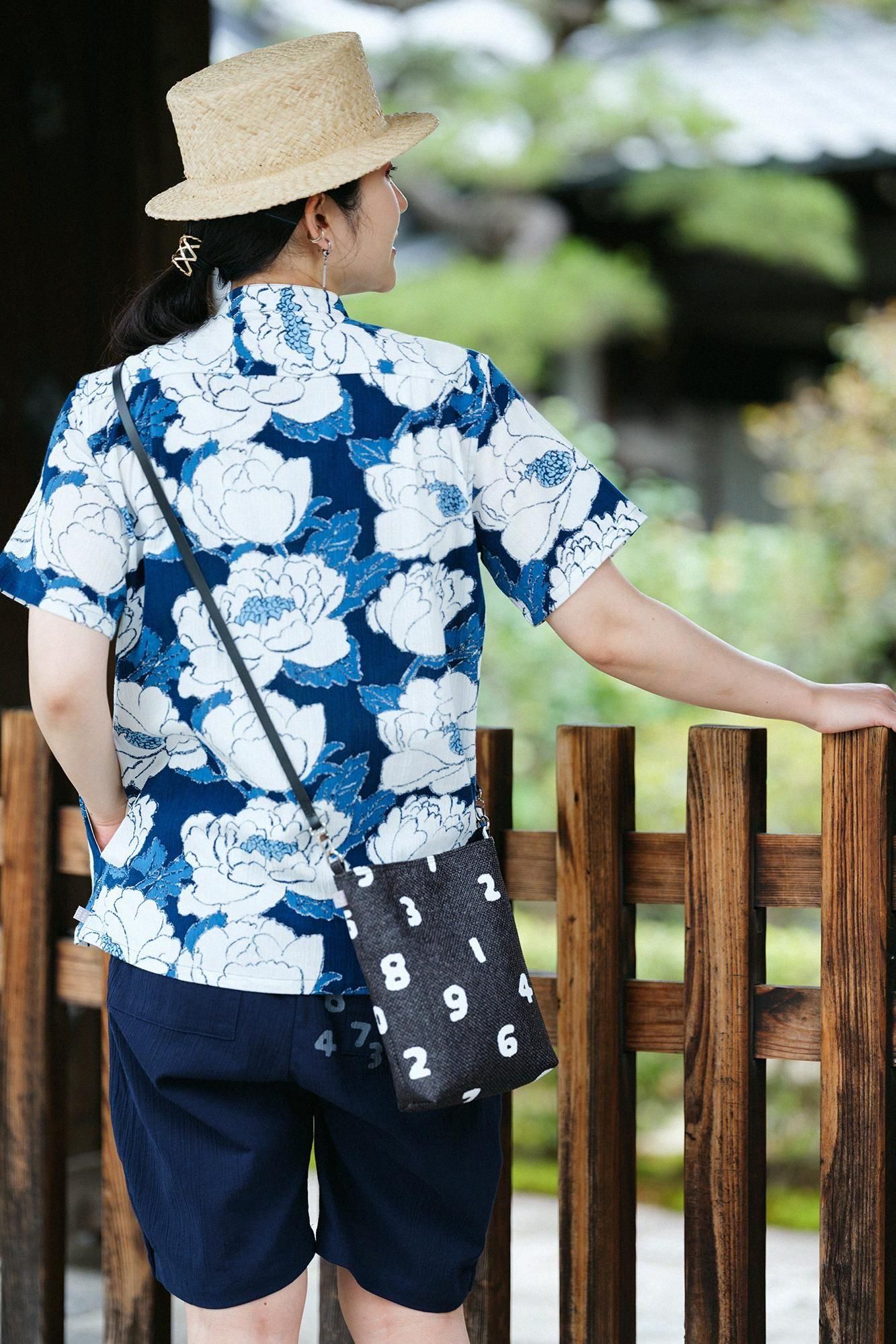 高島縮 20/20 スタンドカラー半袖シャツ SP／公園 - SOU・SOU