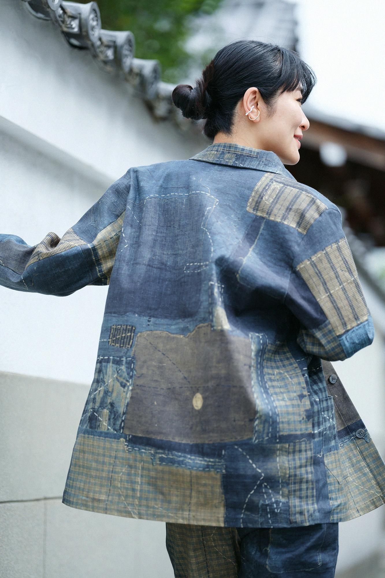 net限定】麻 小袖羽織（こそでばおり） 長丈（ながたけ）／濃紫