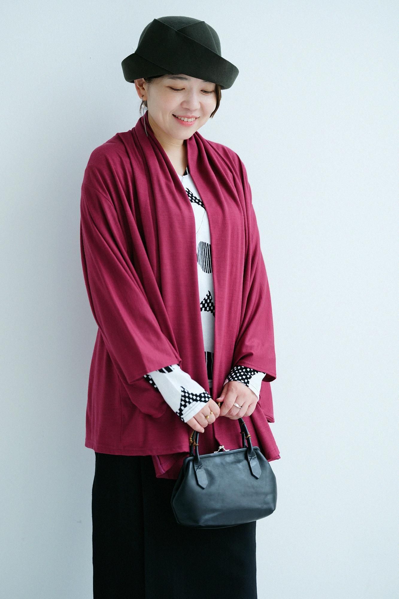 ウォッシャブルウール天竺 小袖莢（こそでさや）／濃紅（こい