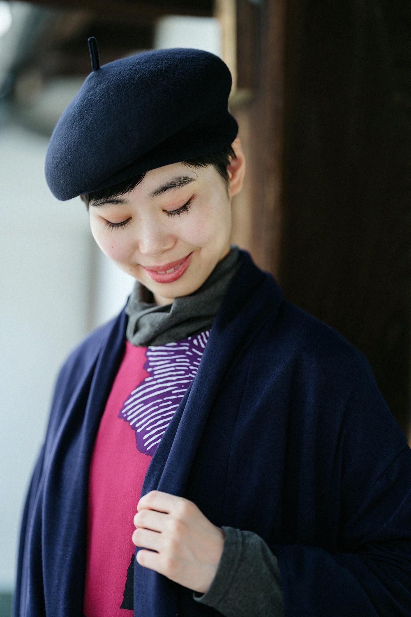 ウォッシャブルウール天竺 小袖莢（こそでさや）／鉄紺（てつ