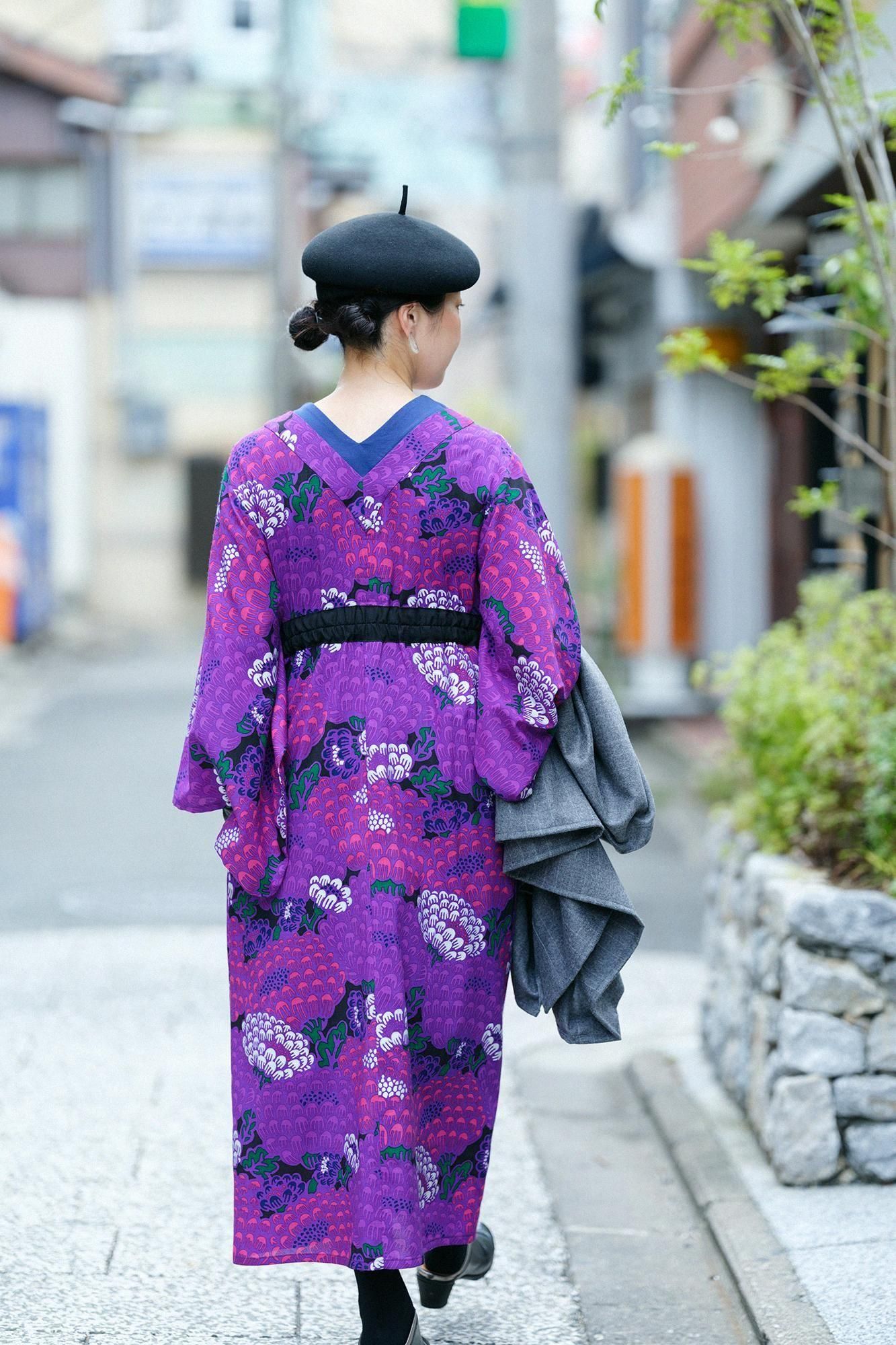 極美品 SOU・SOU モスリンワンピース 浴衣みたて みたて衣 おおらか M net限定】モスリン みたて衣／おし花