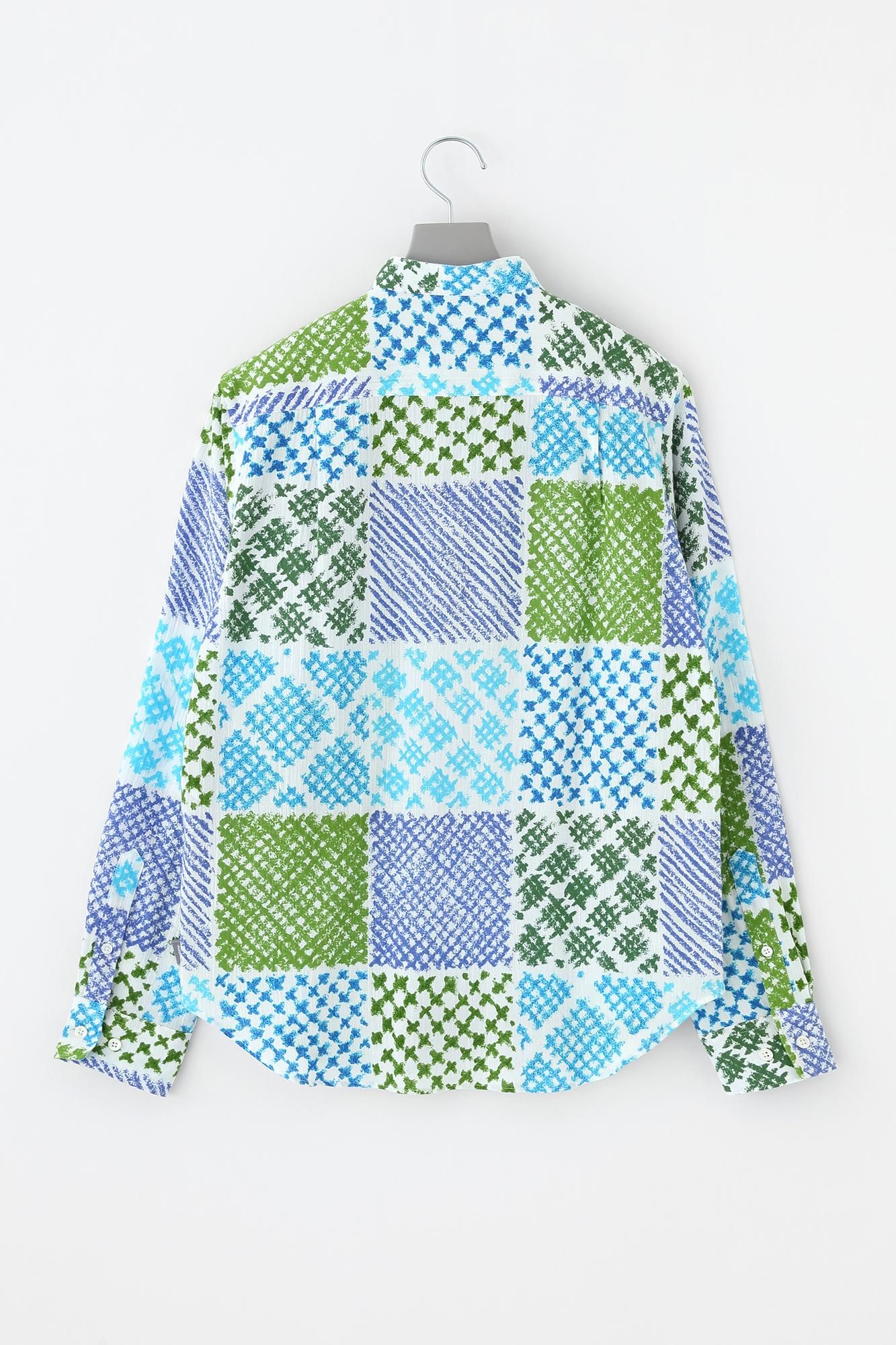 高島縮 20/20 スタンドカラーシャツ／田んぼ - SOU・SOU netshop