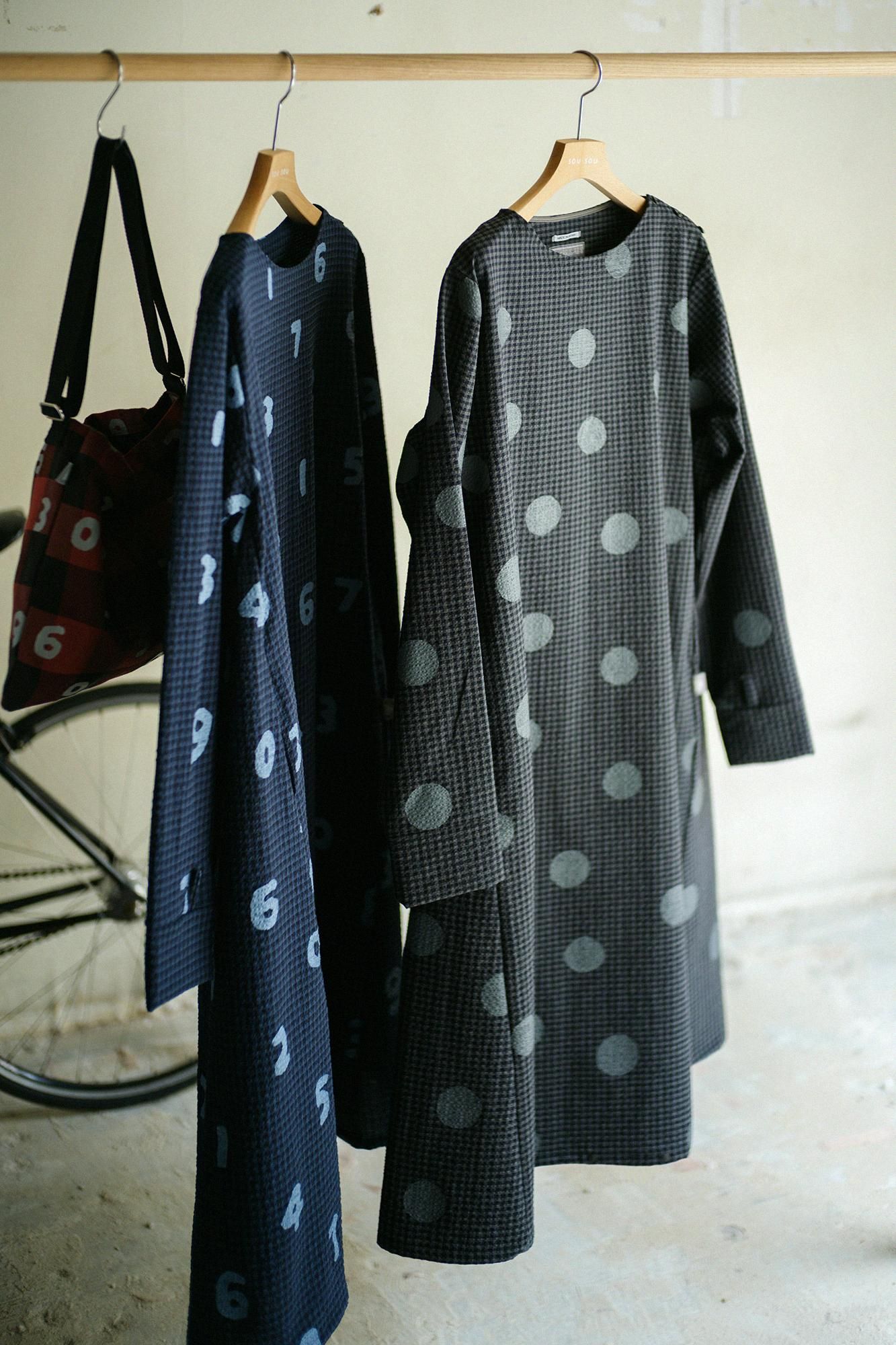 SOU・SOU モノクロパターン ロングワンピース モノトーンパターンロングワンピース（ワンピース）｜solleim