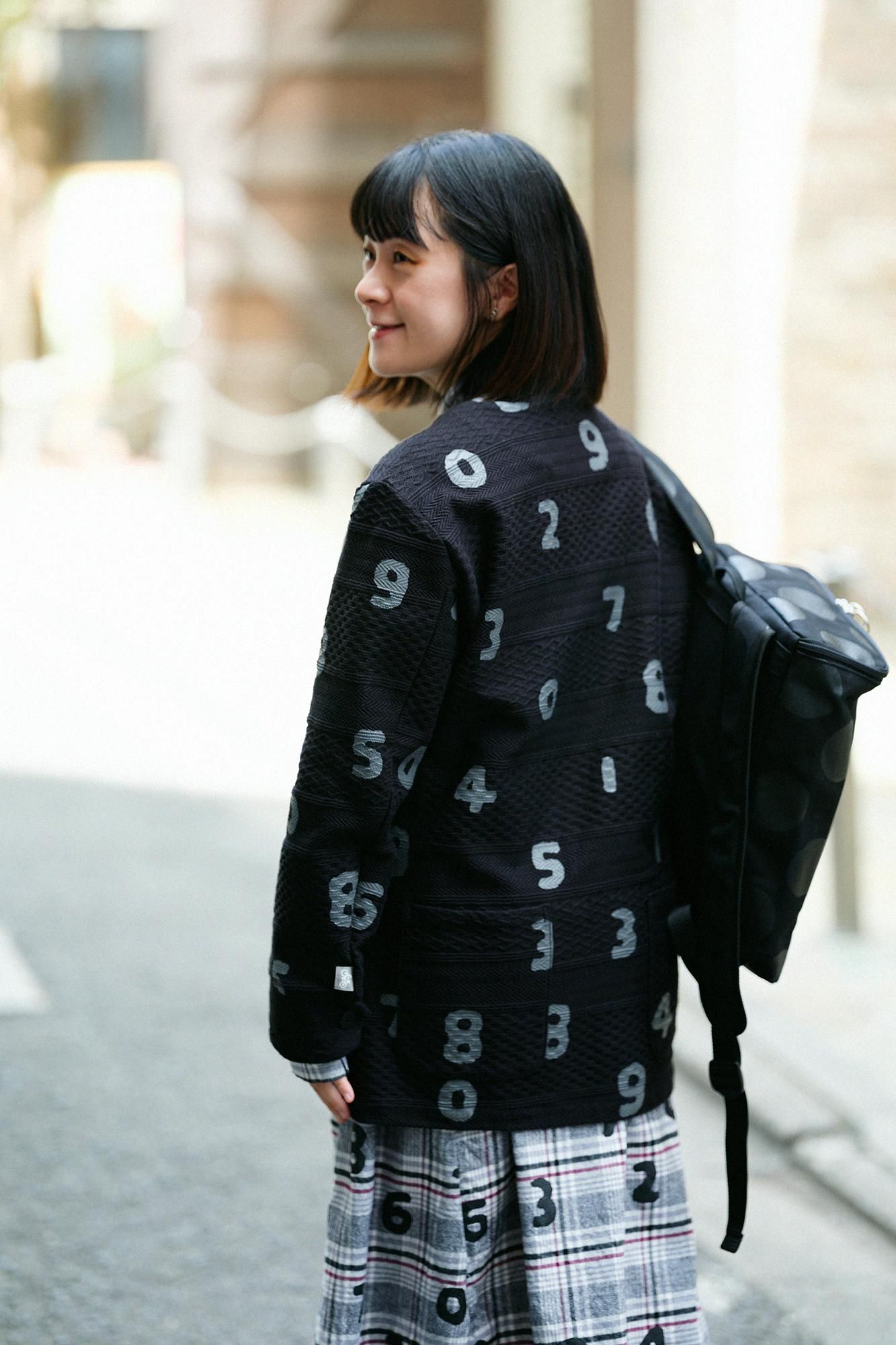 ソウソウ　ルコック　ノーカラーVネック　Bikeジャケット ジャカールニット ノーカラーVネック BIKEジャケット／SO-SU-U