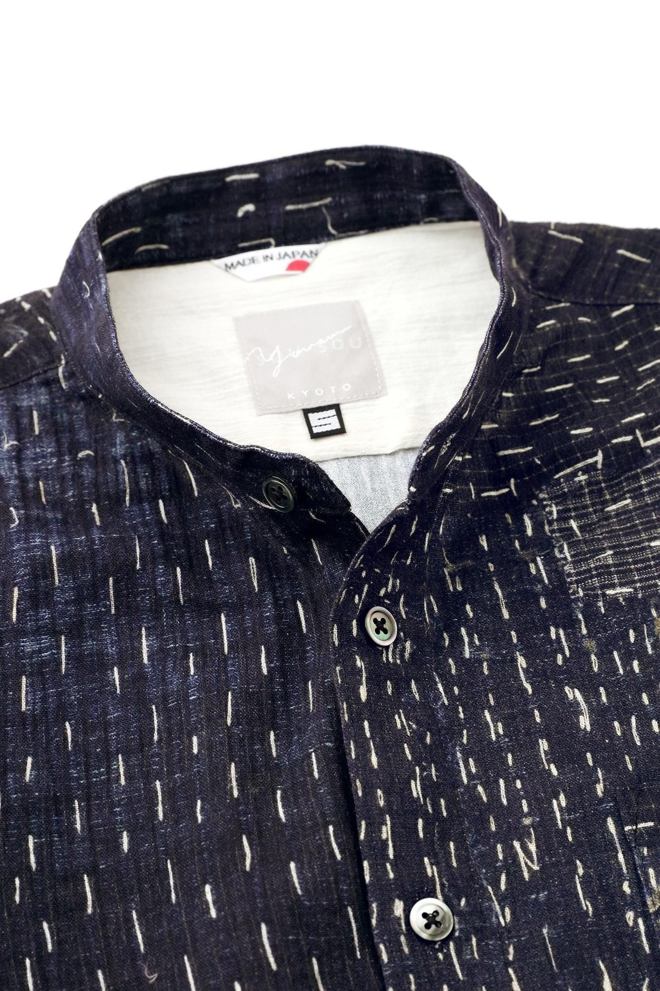 予約】高島縮 20/20 スタンドカラーシャツ／BORO III IJ（※10月