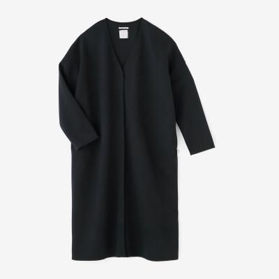 予約】スーパー100'sウール Vネック ライトコート／杢墨（もくず