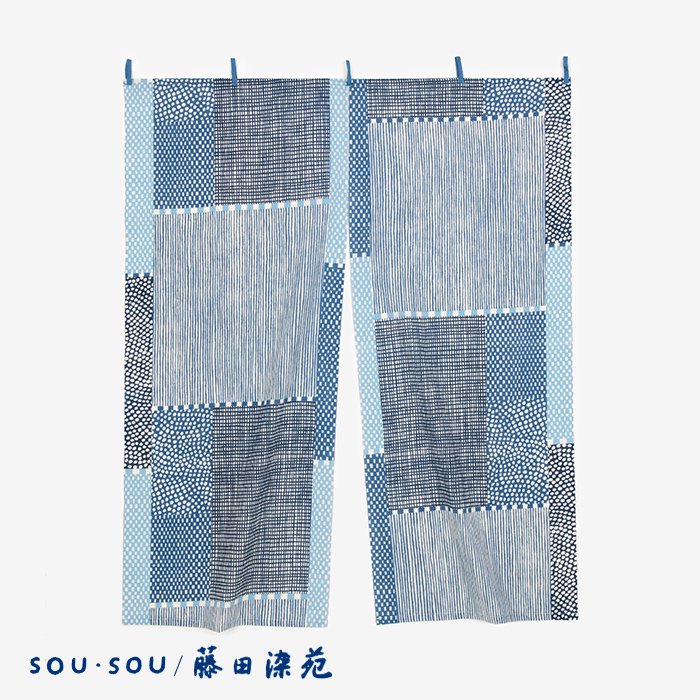 SOU・SOU×藤田染苑 藍捺染 手ぬぐいのれん 2巾／間がさね - SOU・SOU netshop　（ソウソウ）　-　『新しい日本文化の創造』