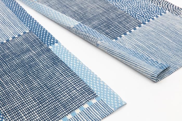 SOU・SOU×藤田染苑 藍捺染 手ぬぐいのれん 2巾／間がさね - SOU