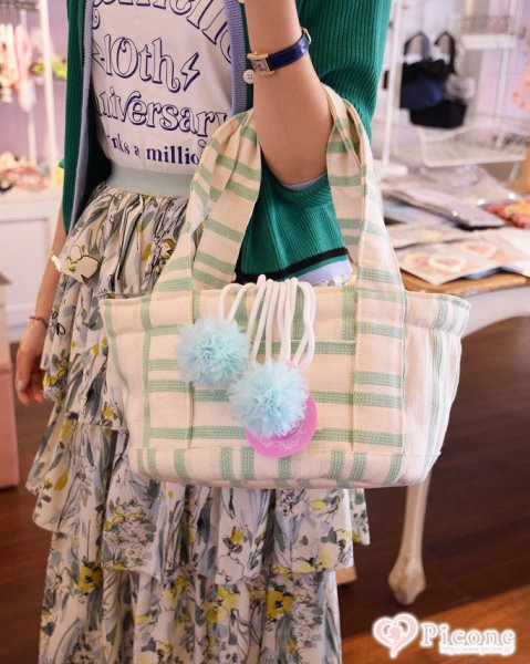 LouLou29（ルルドヌフ）】ナチュラルボーダートートBAG - ドッググッズ