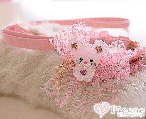 For Pets Only】Pink Mouse Love Collar＆lead（カラー＆リードセット